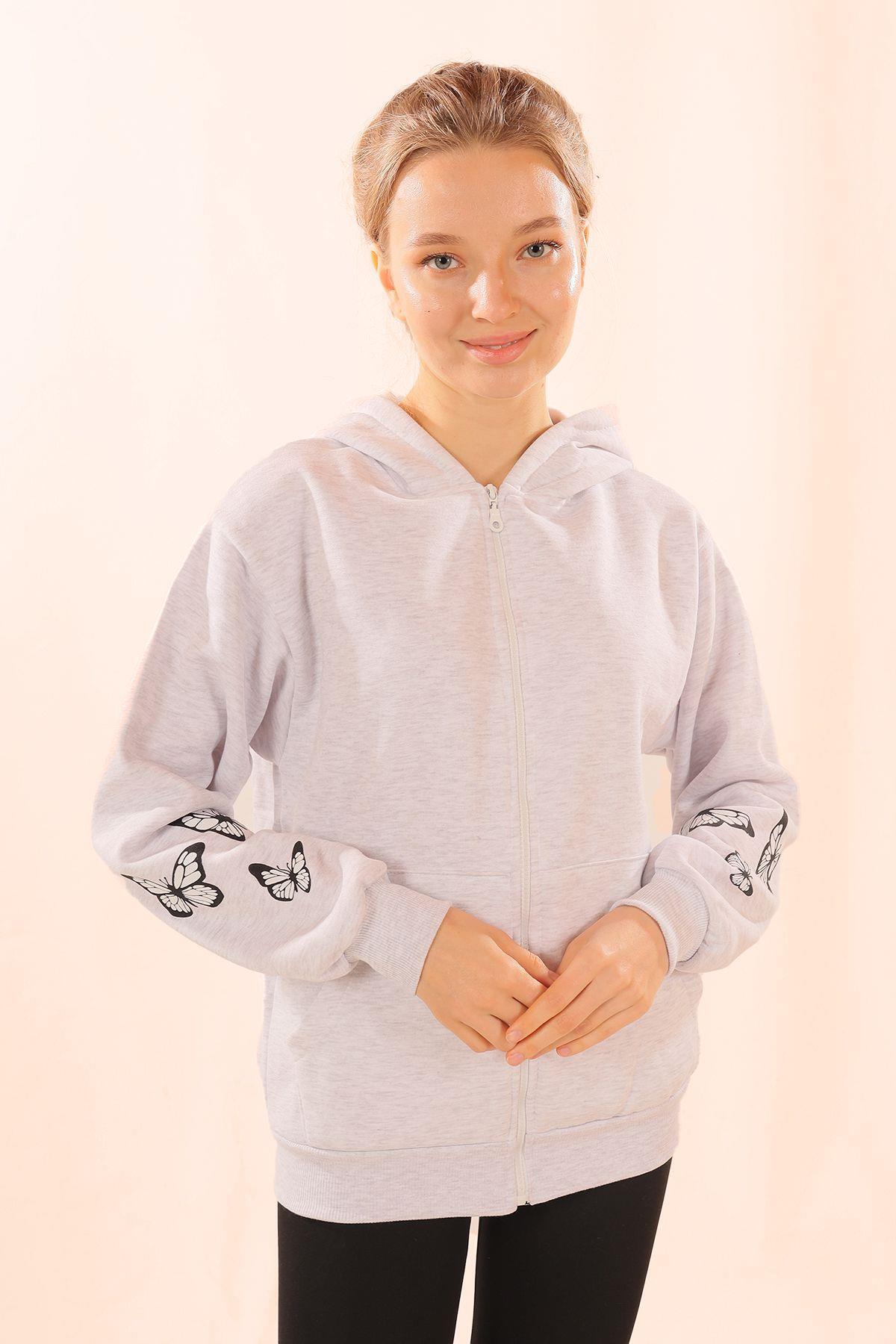 Gri Kuru Kafa Baskı Sweat 1800 - 3