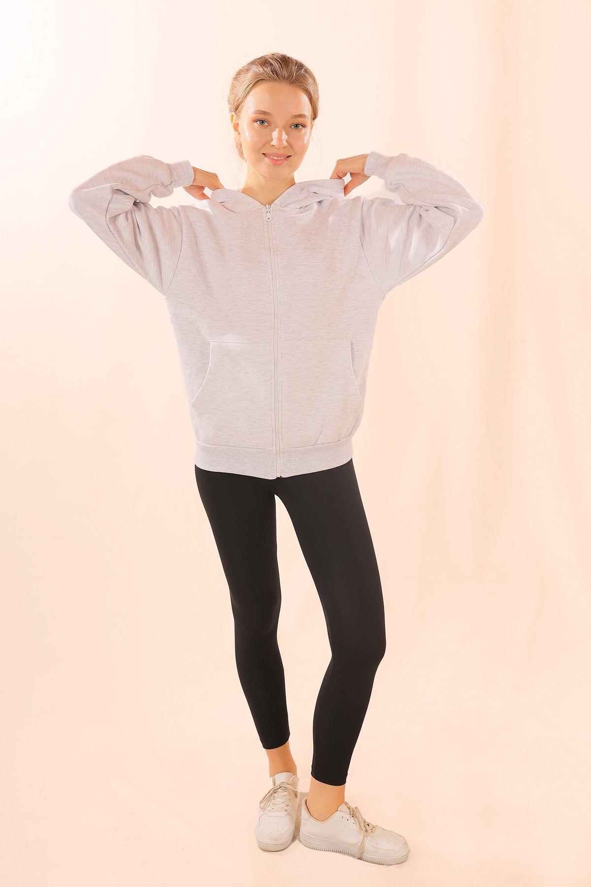 Gri Kuru Kafa Baskı Sweat 1800 - 4