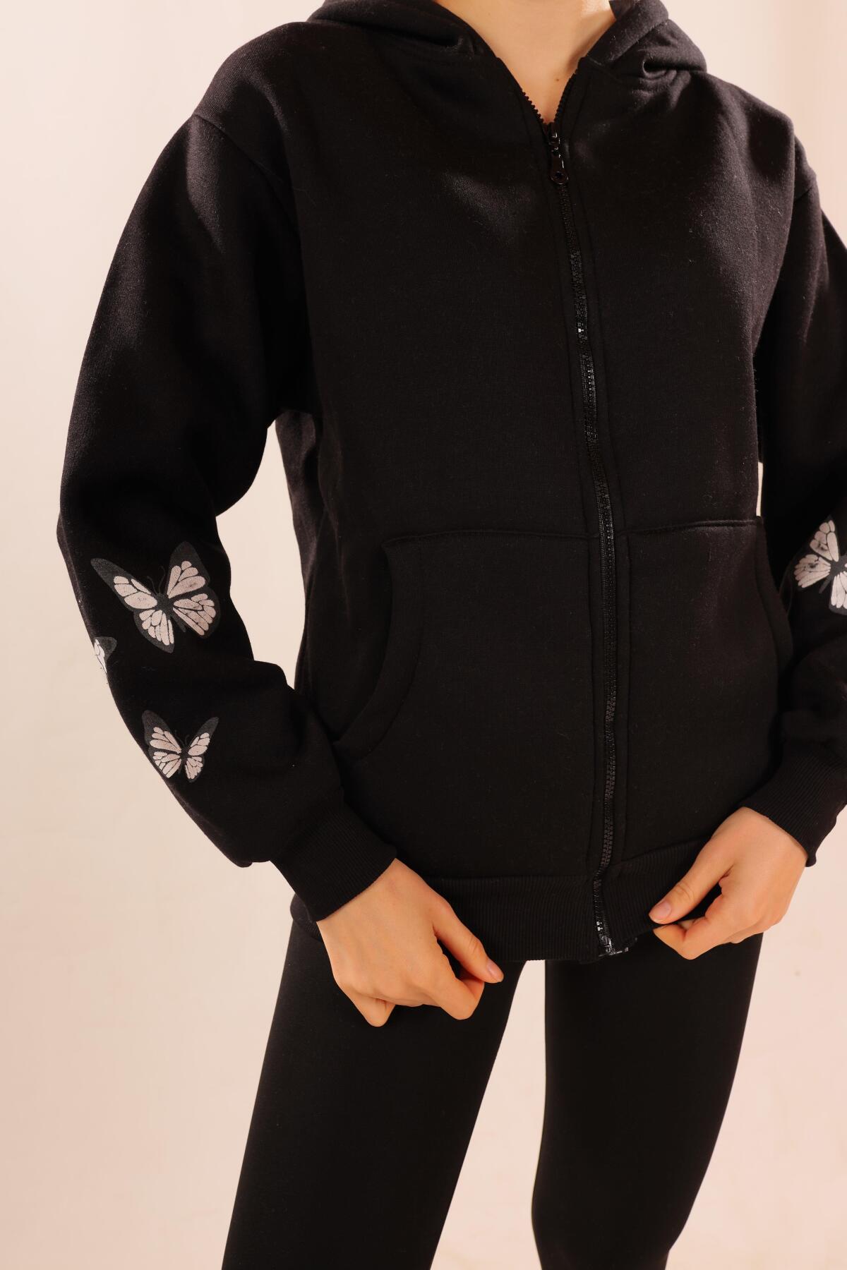 Siyah Kuru Kafa Baskı Sweat 1800 - 2