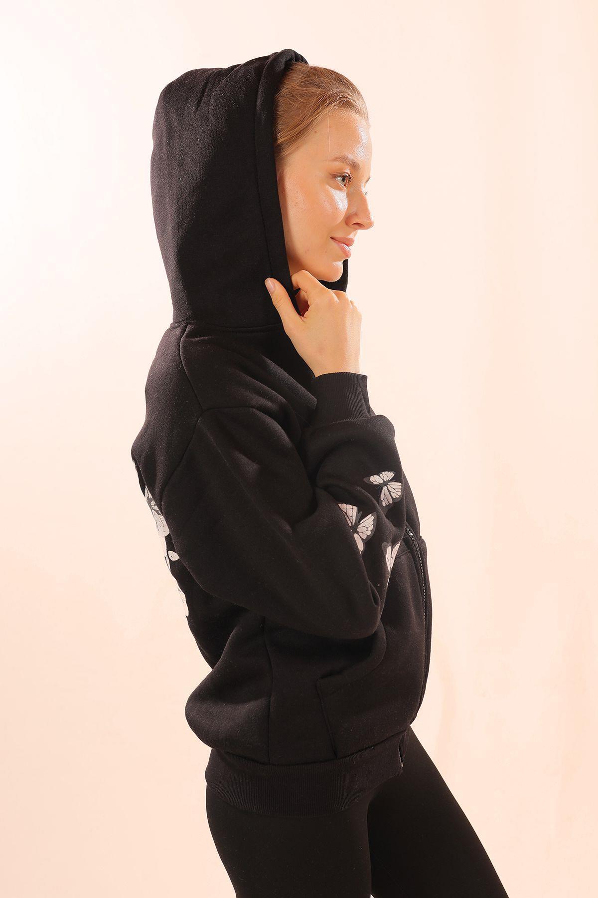 Siyah Kuru Kafa Baskı Sweat 1800 - 4