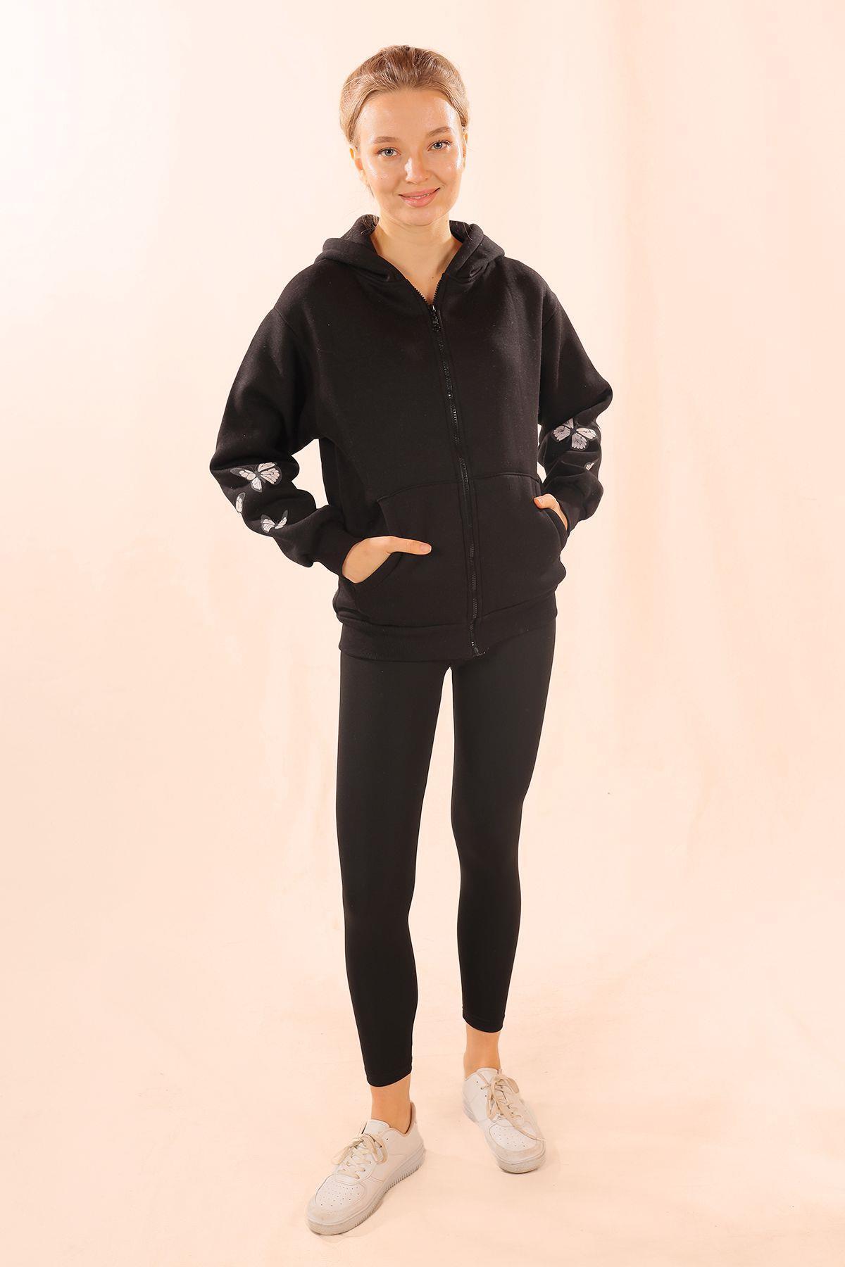 Siyah Kuru Kafa Baskı Sweat 1800 - 5