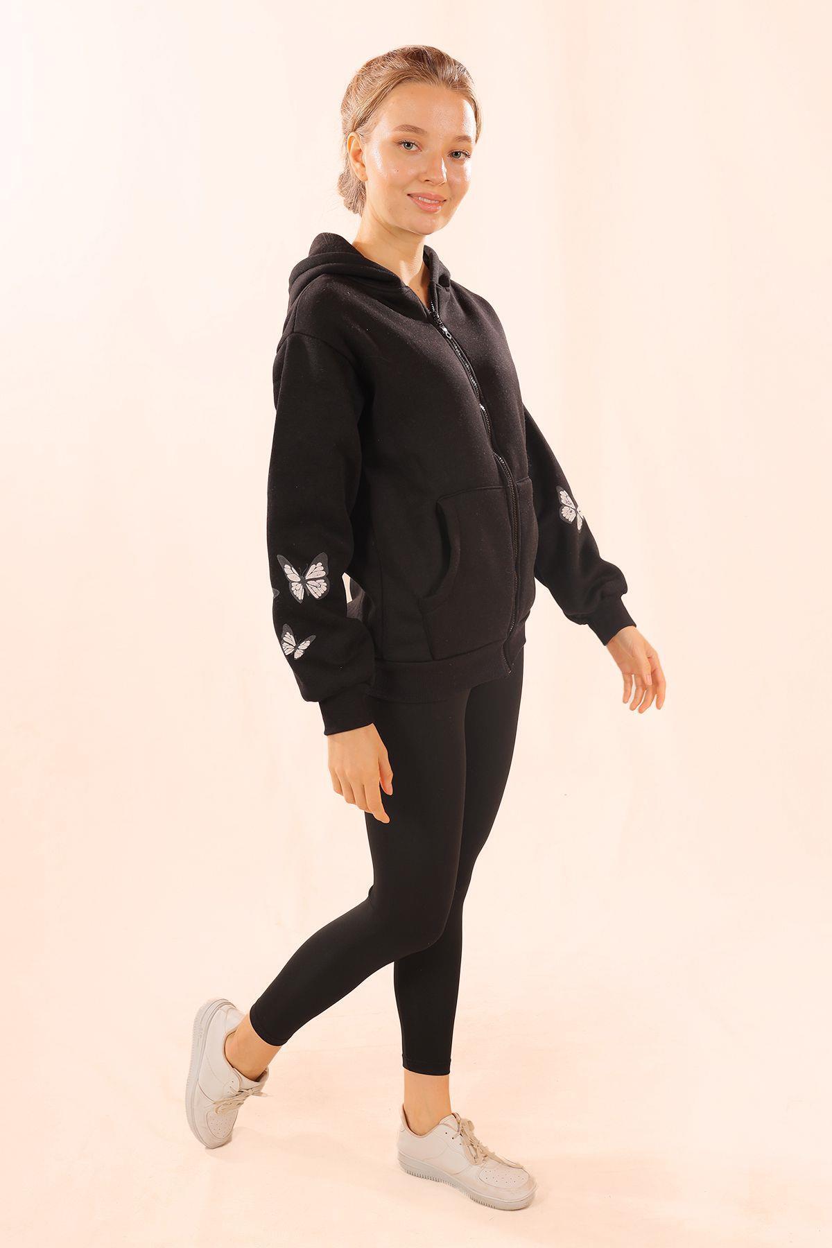 Siyah Kuru Kafa Baskı Sweat 1800 - 7