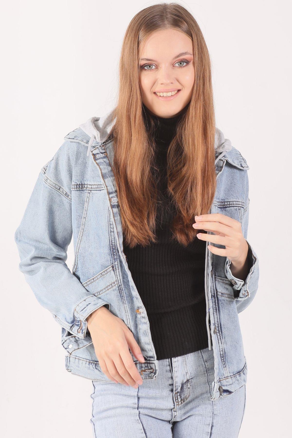 Mavi Kapüşonlu Kot Ceket 184 - 1