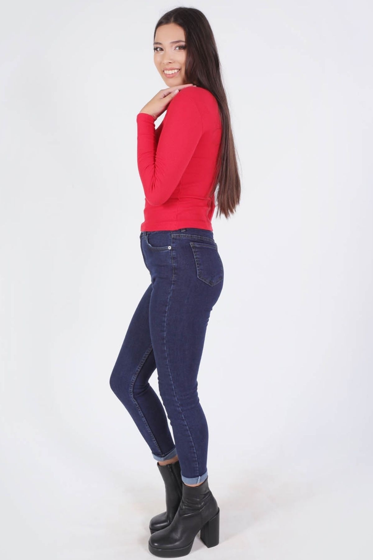 1847 Kare Yaka Bluz Kırmızı - 4