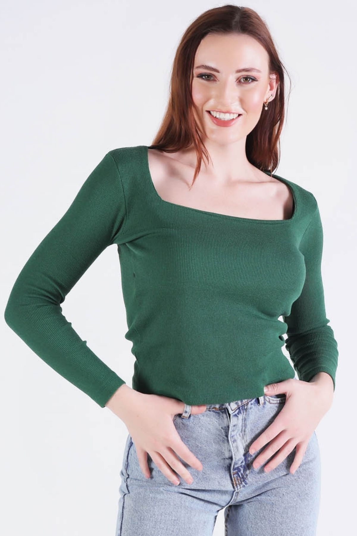 Zümrüt Kare Yaka Bluz 1847 - 1