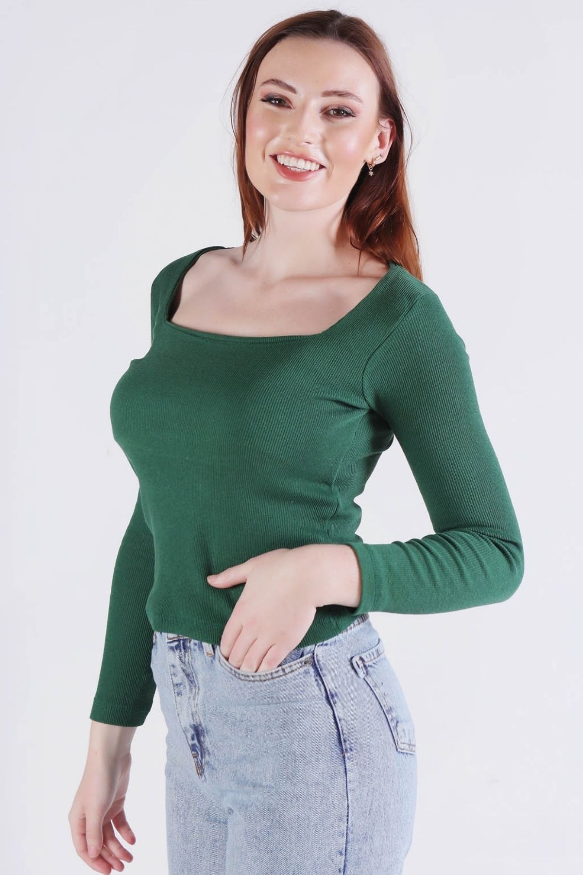 Zümrüt Kare Yaka Bluz 1847 - 2