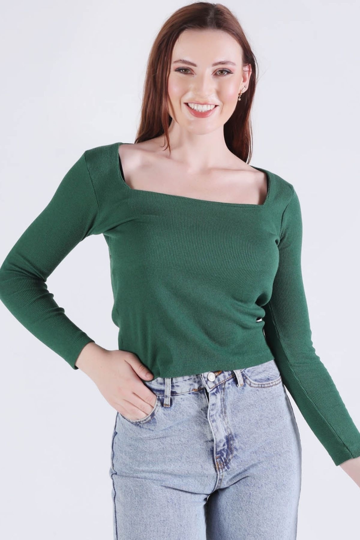 Zümrüt Kare Yaka Bluz 1847 - 3