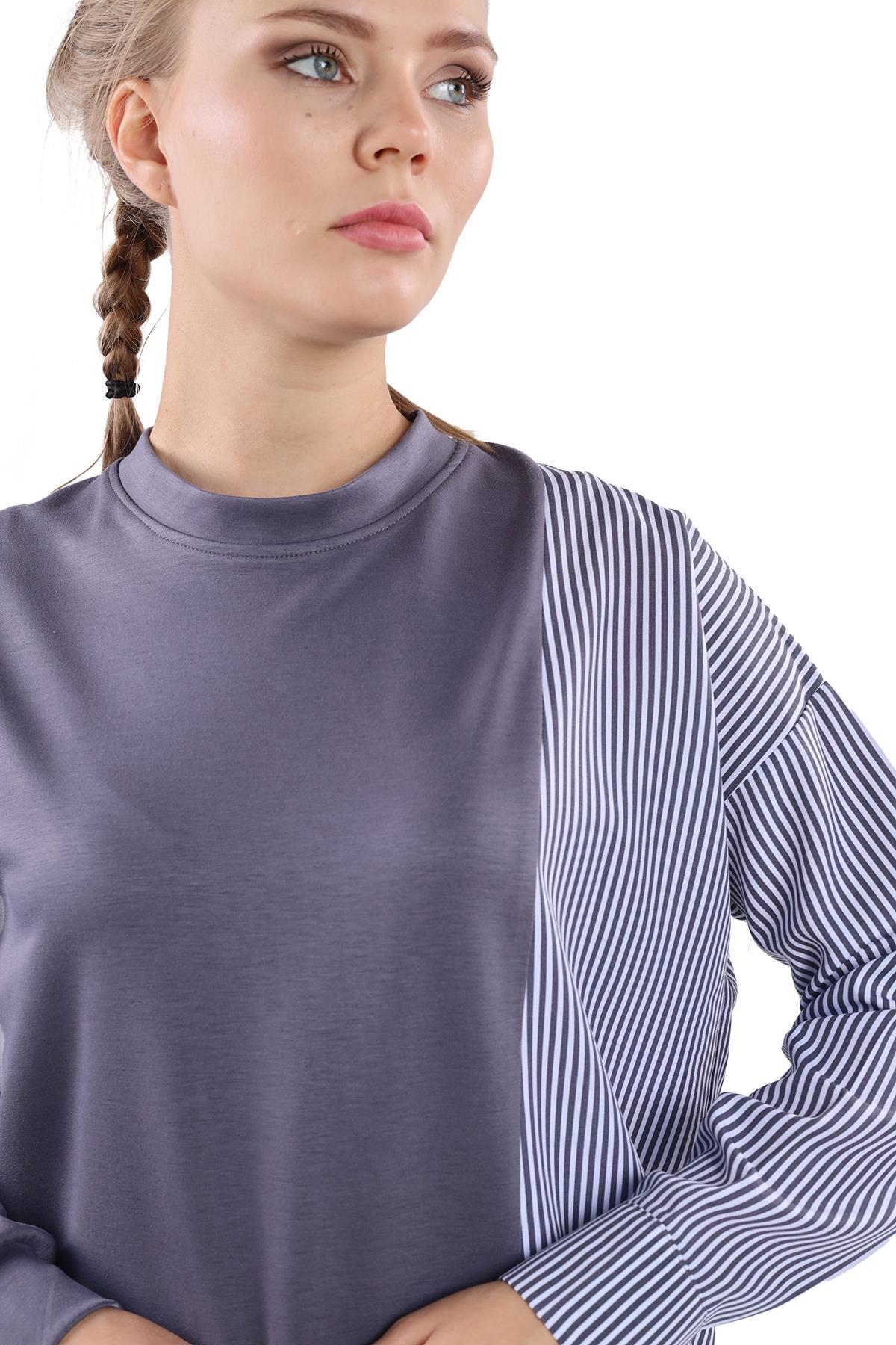 Gri İki Renk Tunik 18638 - 4