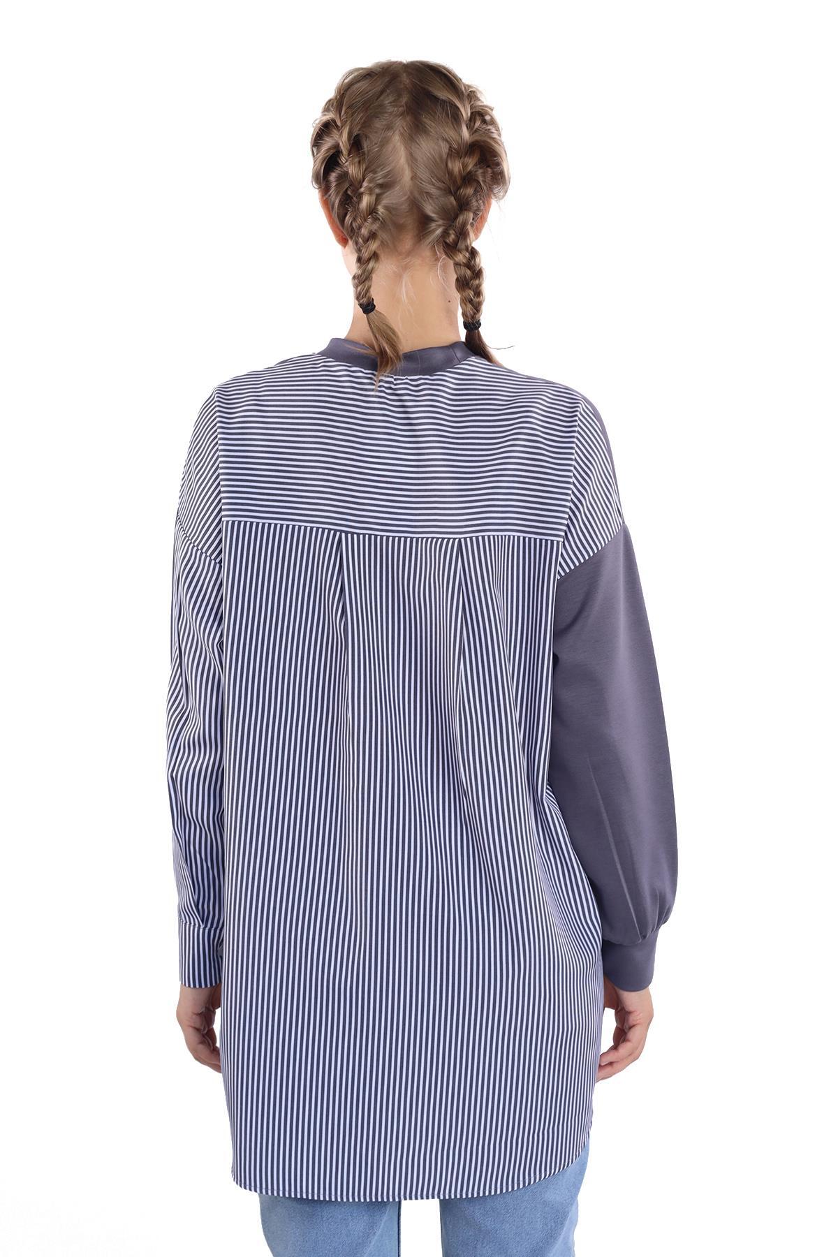 Gri İki Renk Tunik 18638 - 5