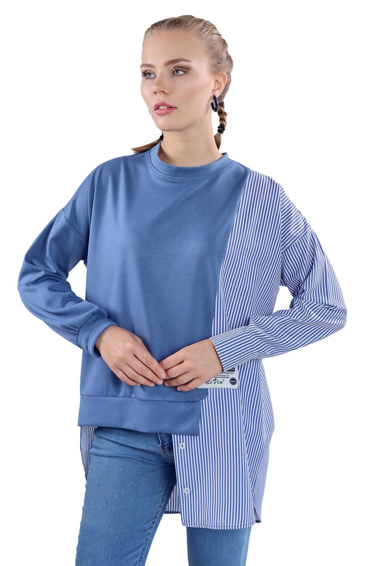 18638 İki Renk Tunik İndigo 