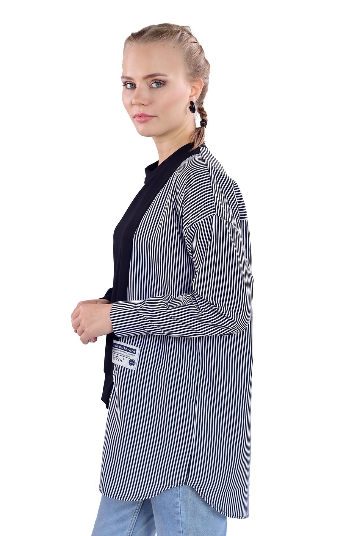 18638 İki Renk Tunik Siyah - 4