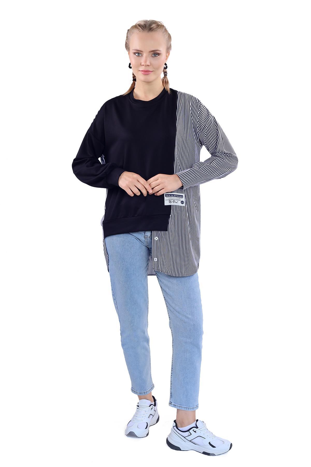 Siyah İki Renk Tunik 18638 - 3