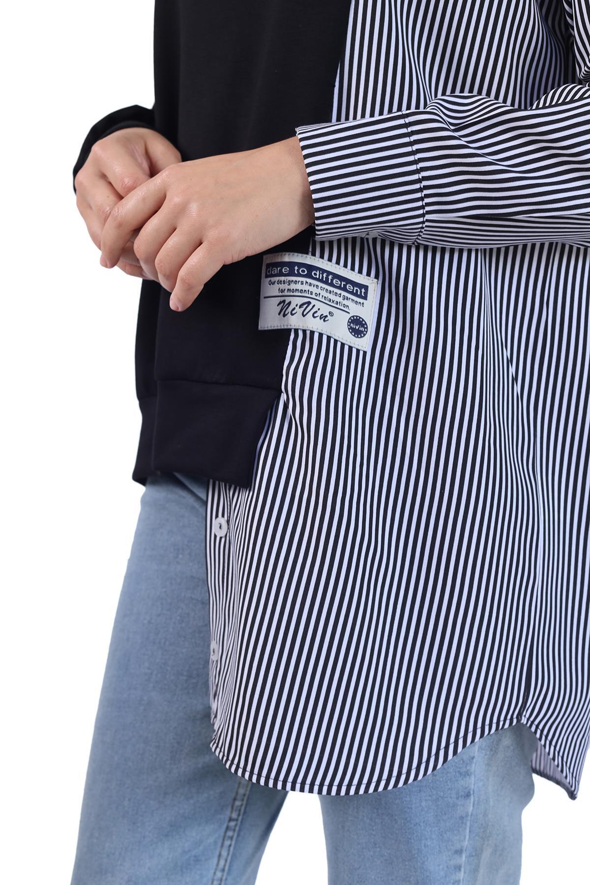 Siyah İki Renk Tunik 18638 - 6