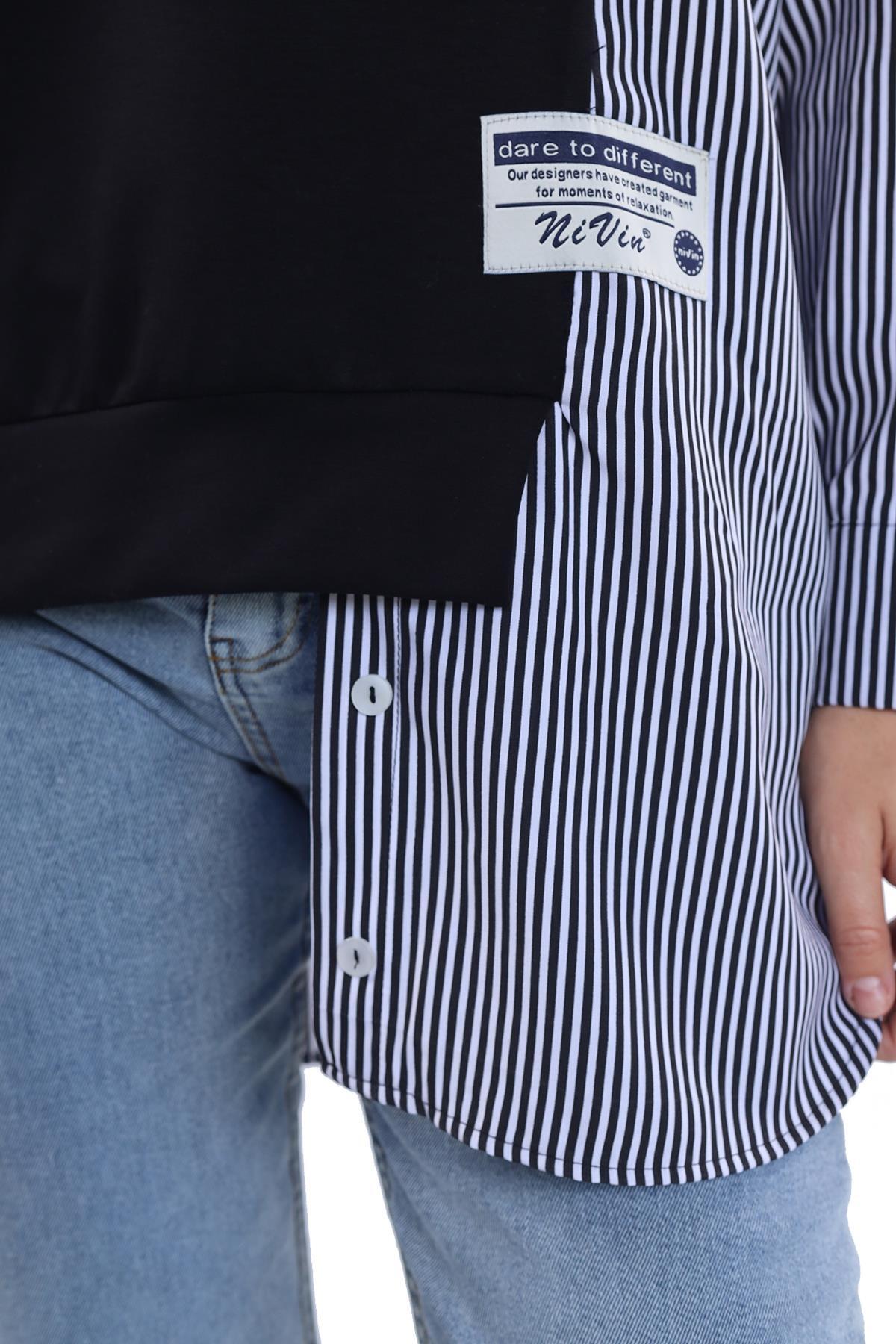 Siyah İki Renk Tunik 18638 - 7