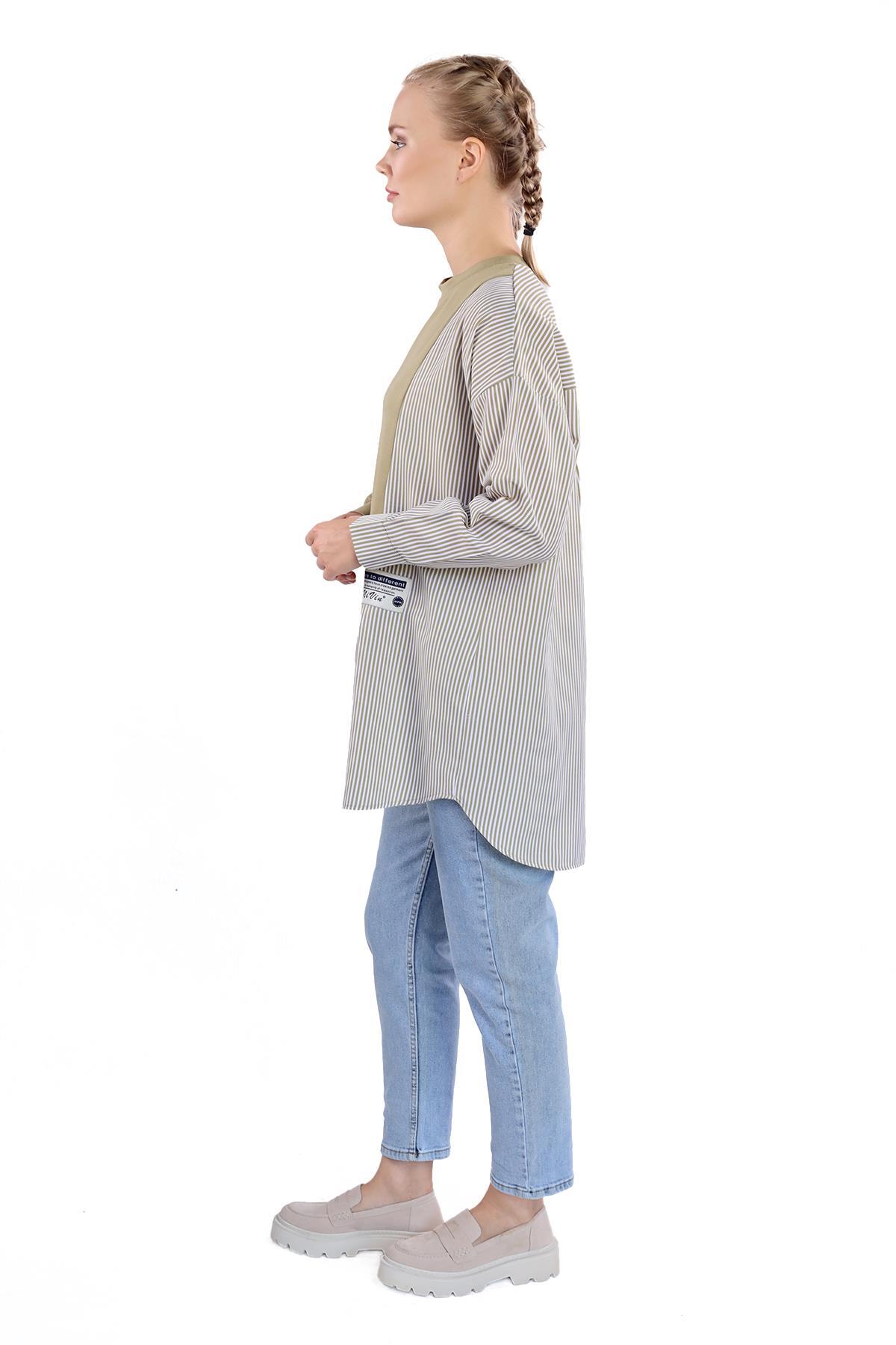 18638 İki Renk Tunik Yağ Yeşili - 8