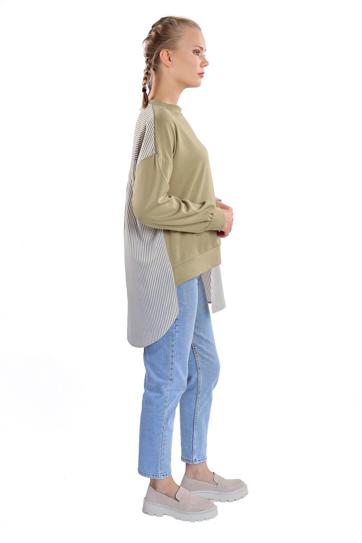 Yağ Yeşili İki Renk Tunik 18638 - 2