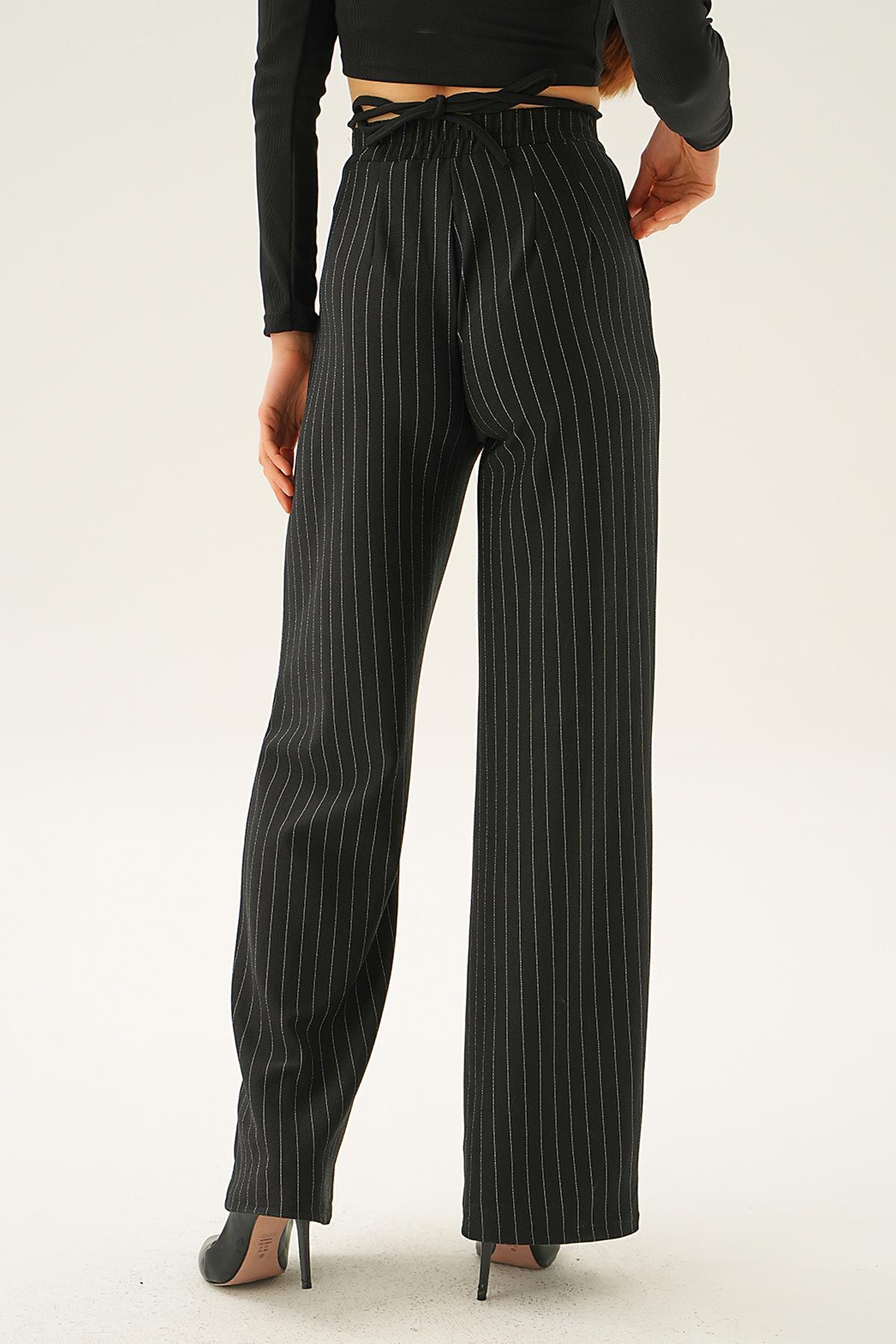 Siyah Çizgili Geniş Pantolon 1887 - 4