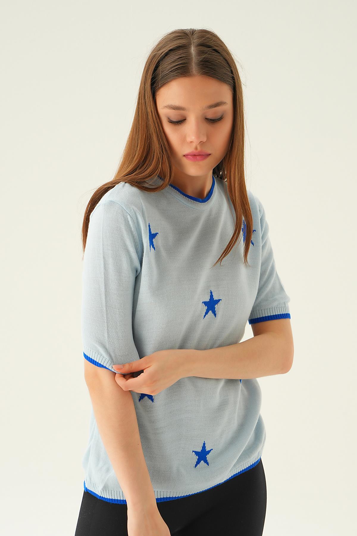 1901 Yıldız Detay Tişört Bebe Mavi - 3