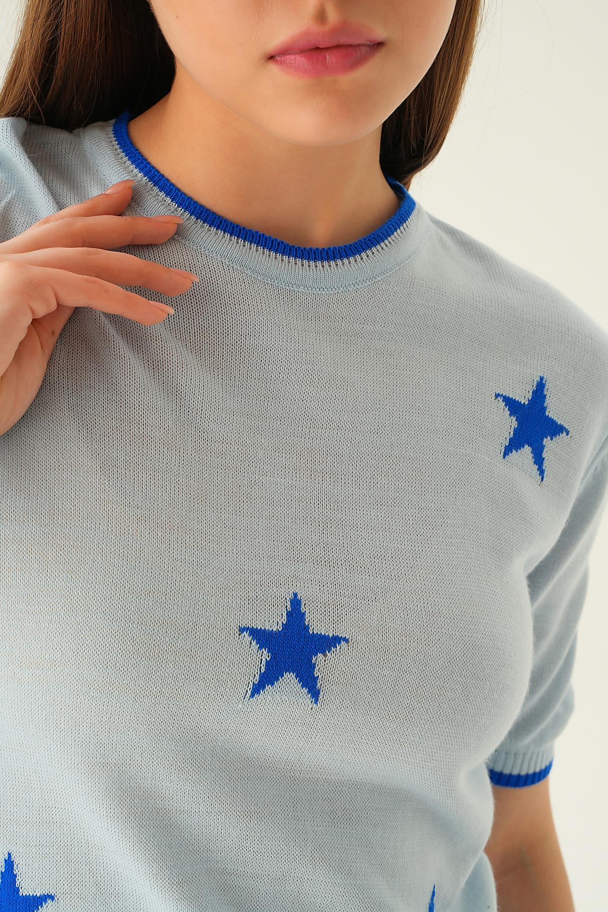 Bebe Mavi Yıldız Detay Tişört 1901 - 6