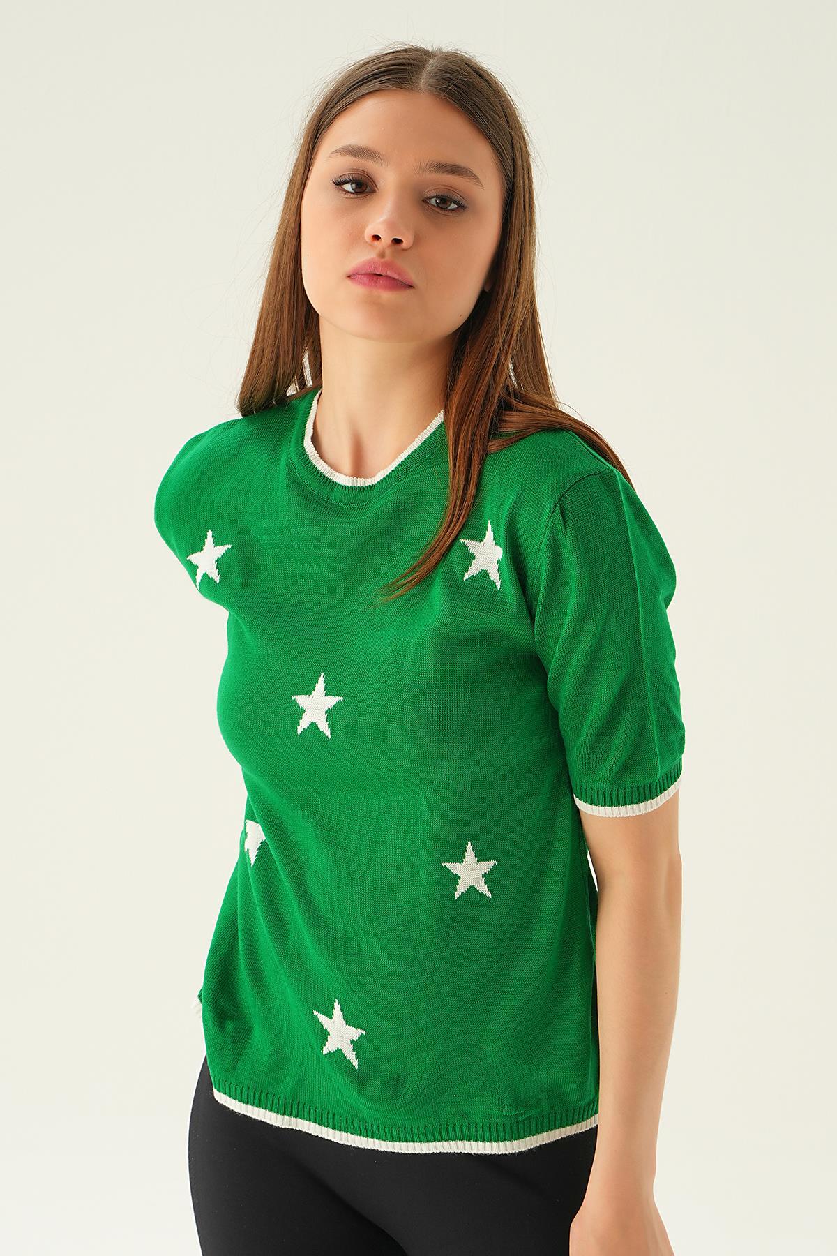 Benetton Yeşili Yıldız Detay Tişört 1901 - 4