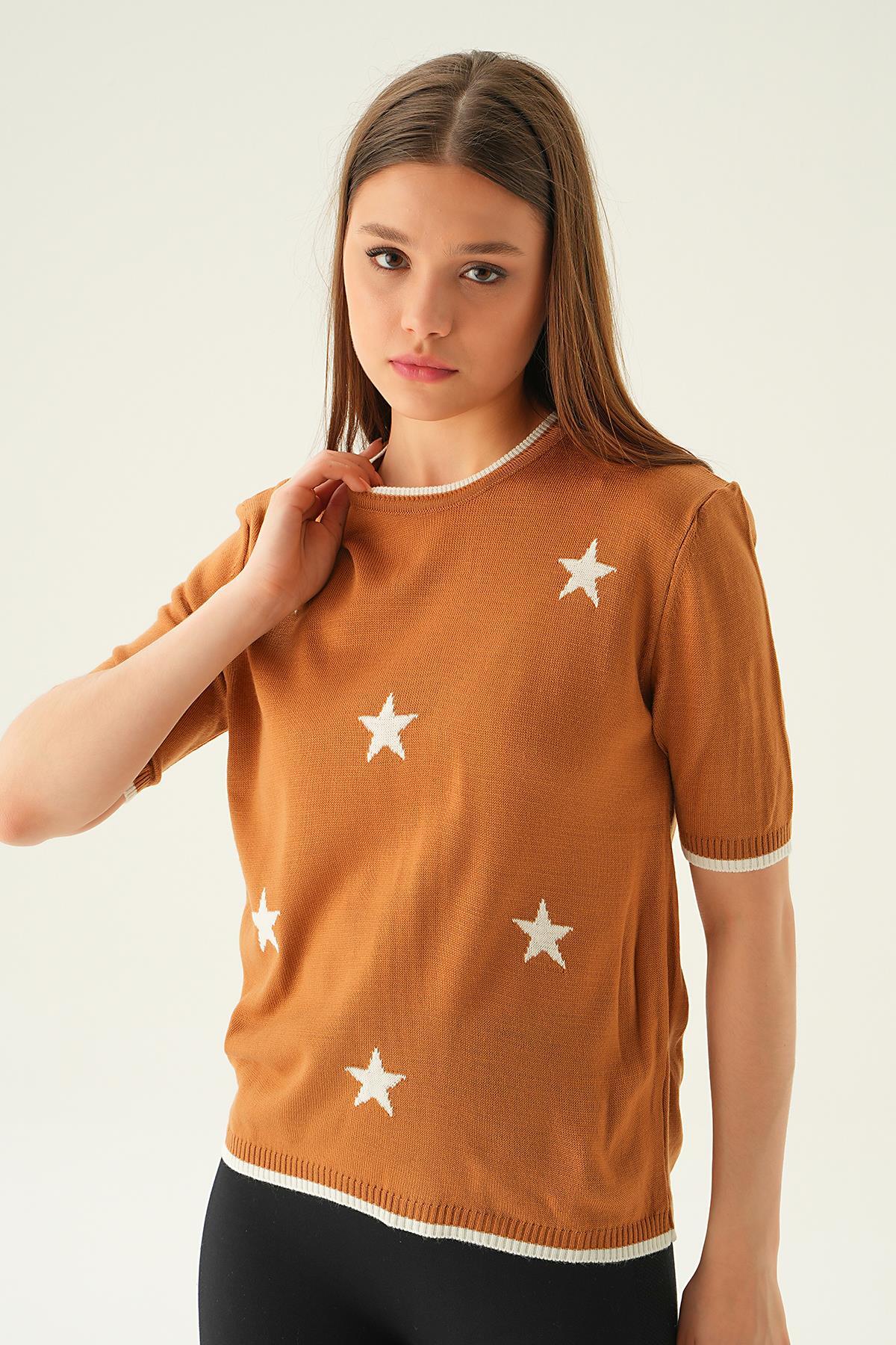 1901 Yıldız Detay Tişört Camel - 2