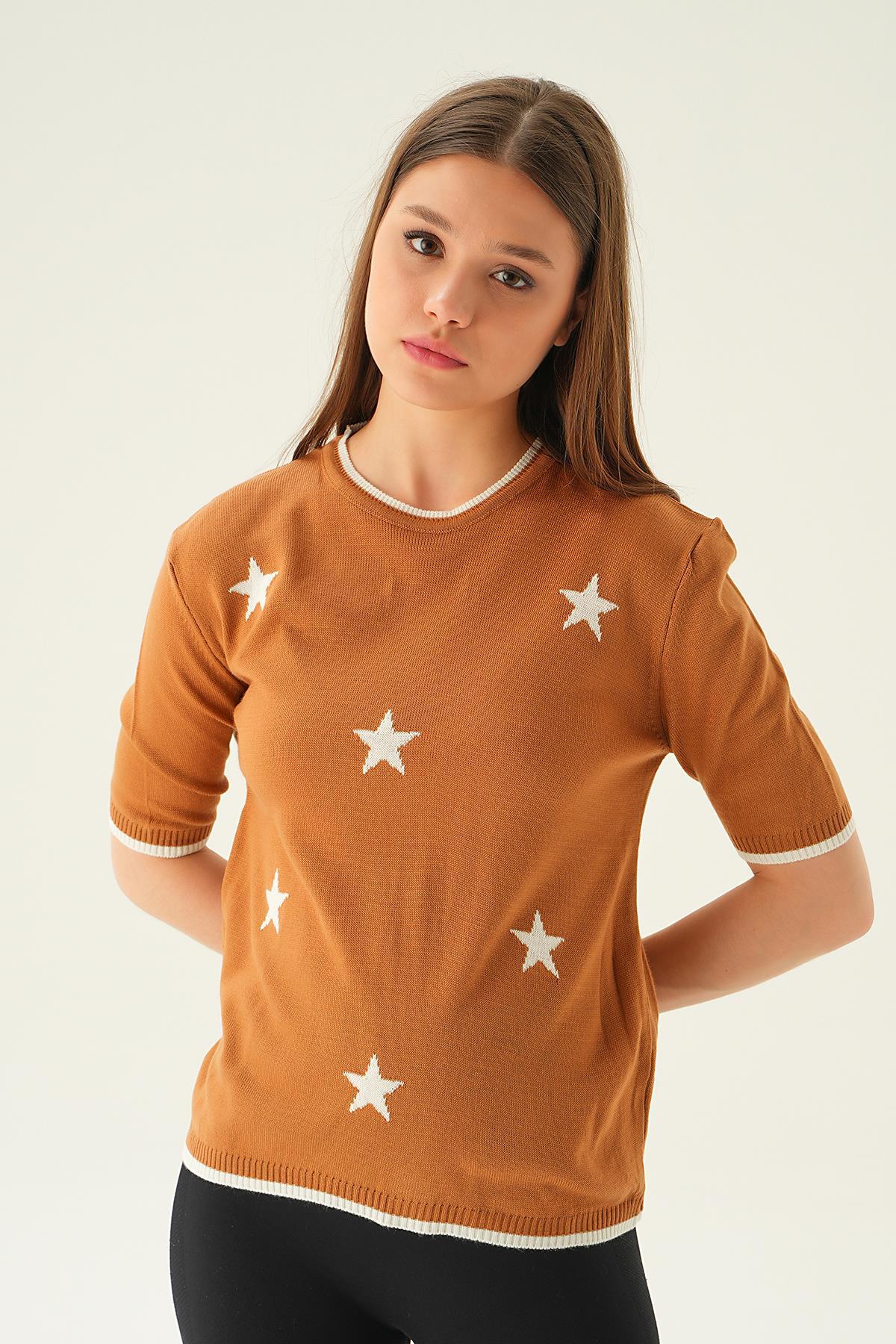 1901 Yıldız Detay Tişört Camel 