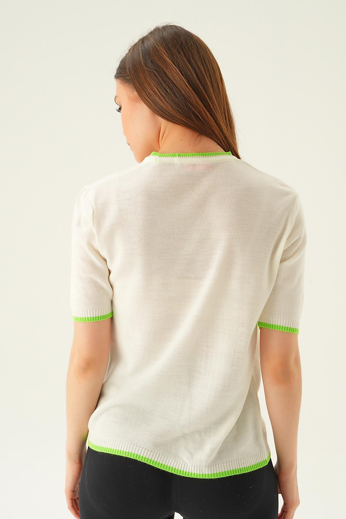 1901 Yıldız Detay Tişört Kemik - 5