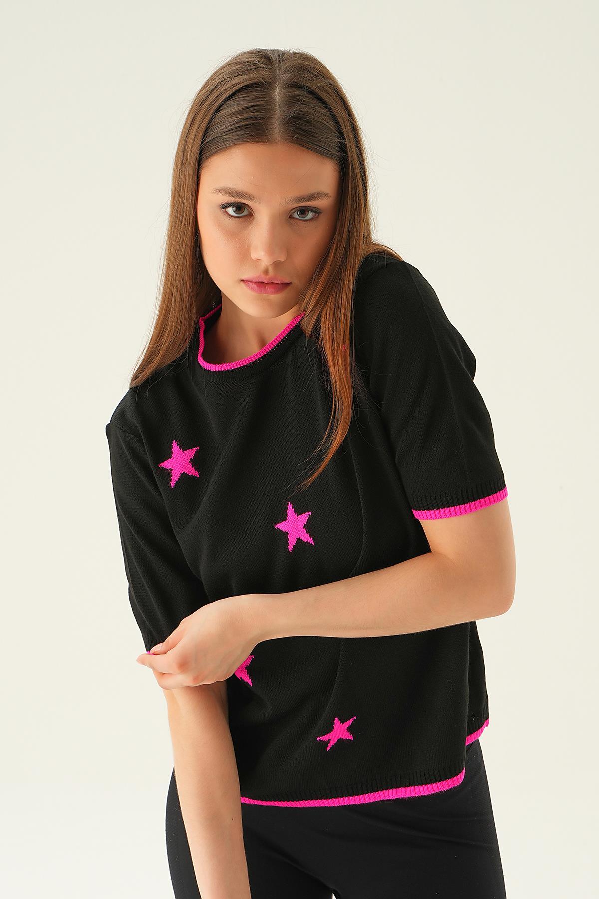 1901 Yıldız Detay Tişört Siyah - 3