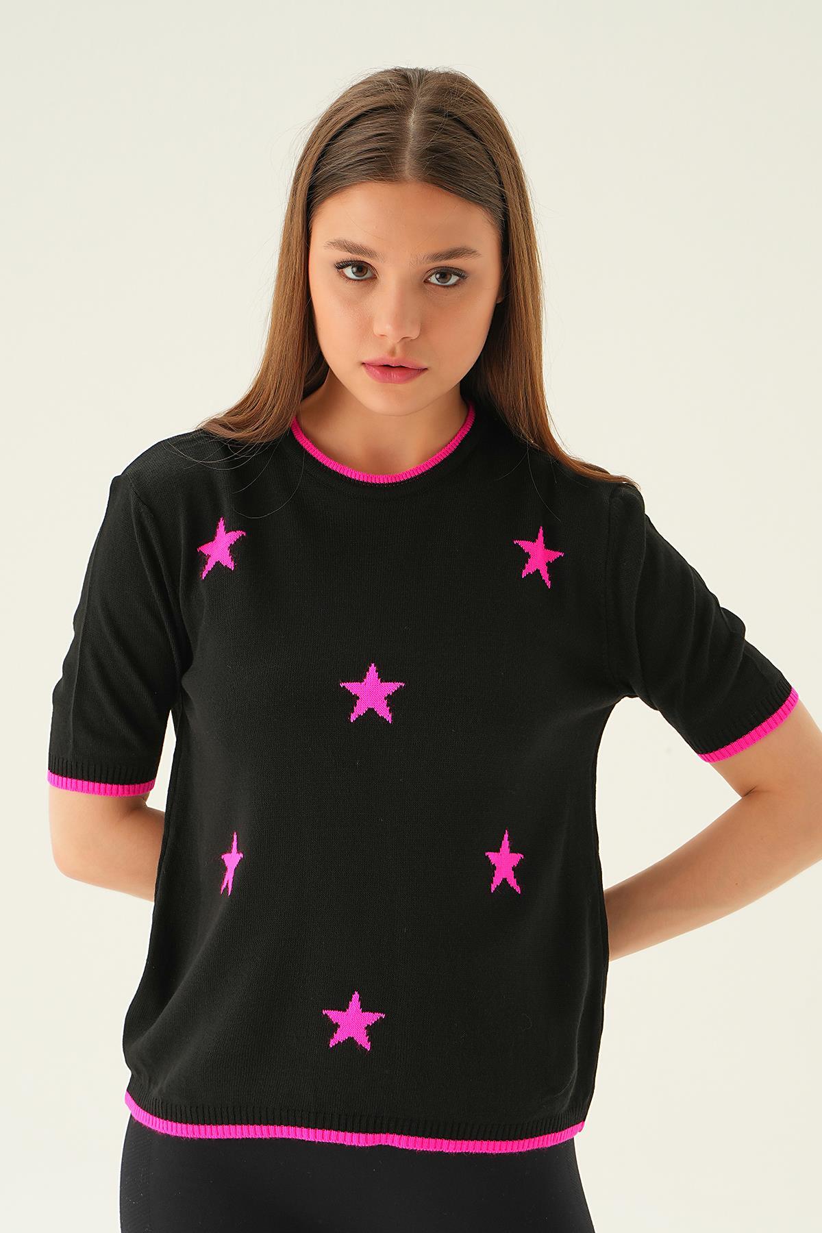 1901 Yıldız Detay Tişört Siyah - 6