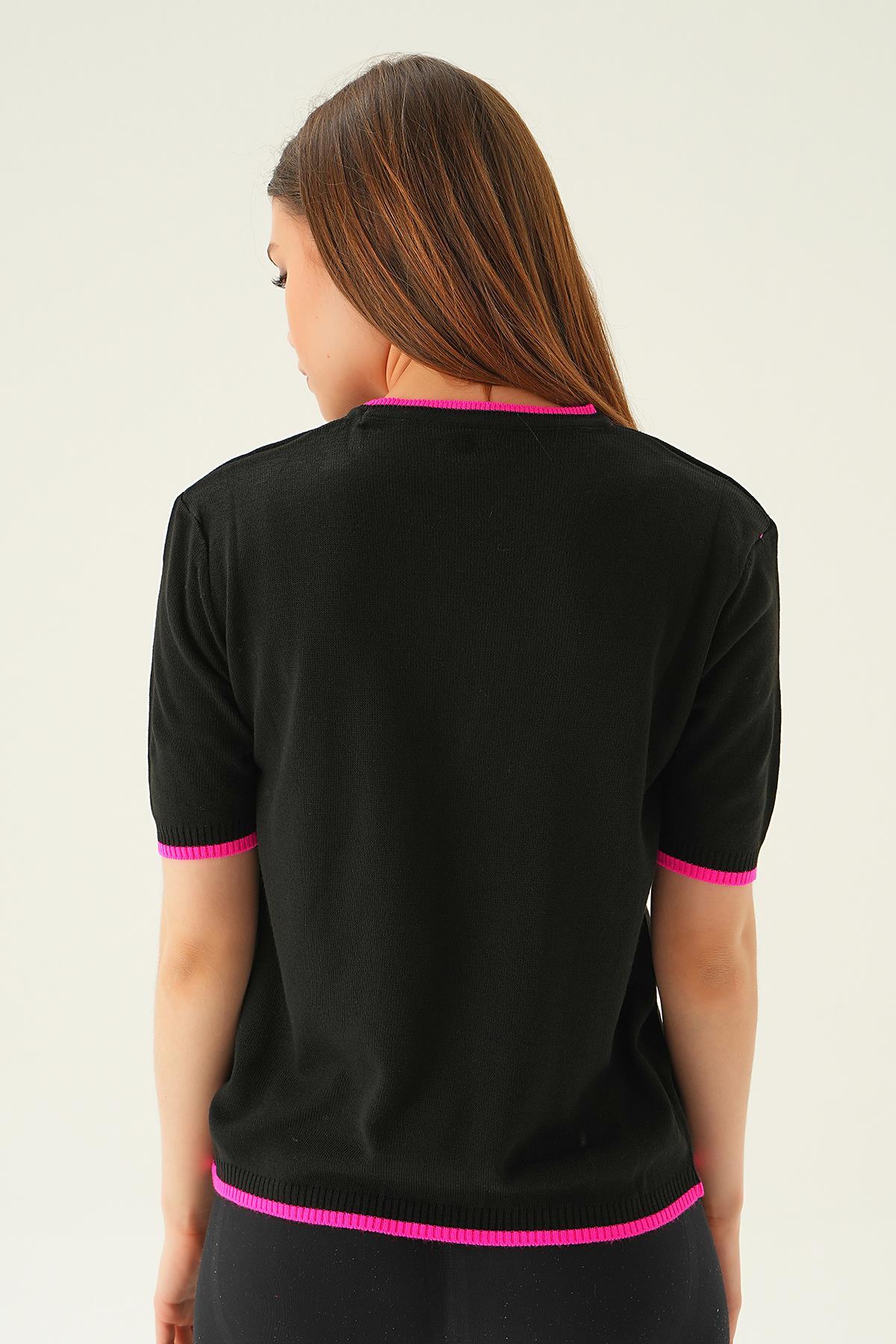 1901 Yıldız Detay Tişört Siyah - 4