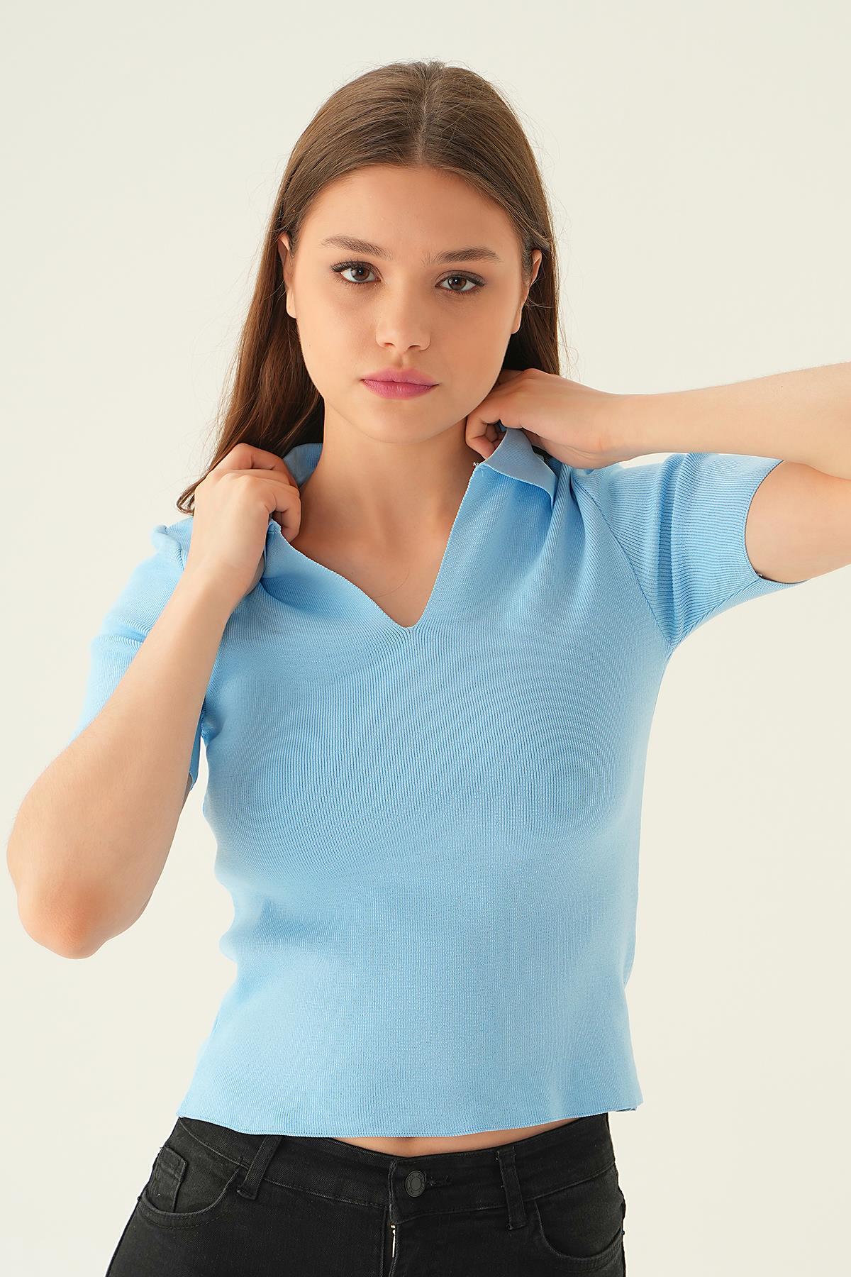 1905 Polo Yaka Tişört Bebe Mavi - 1