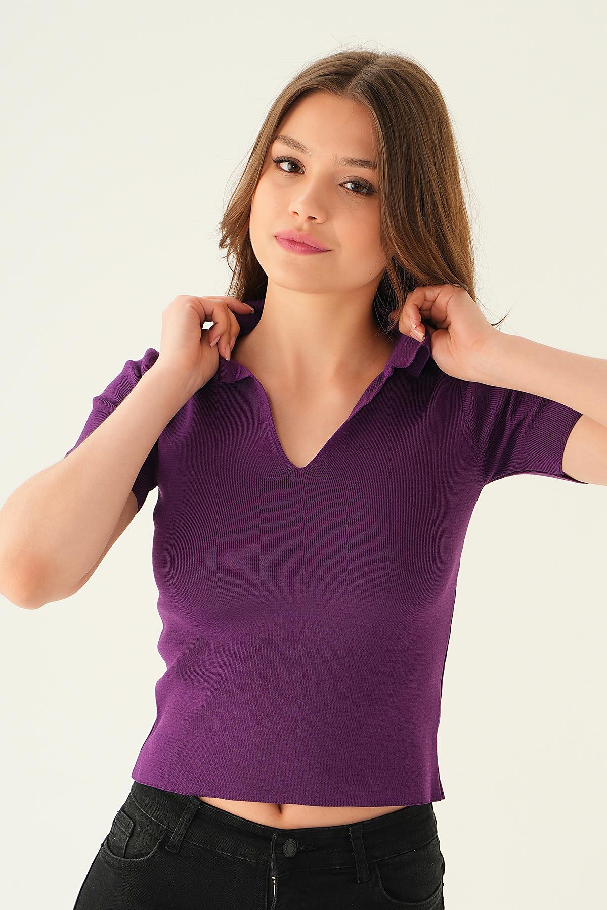 1905 Polo Yaka Tişört Mor - 3