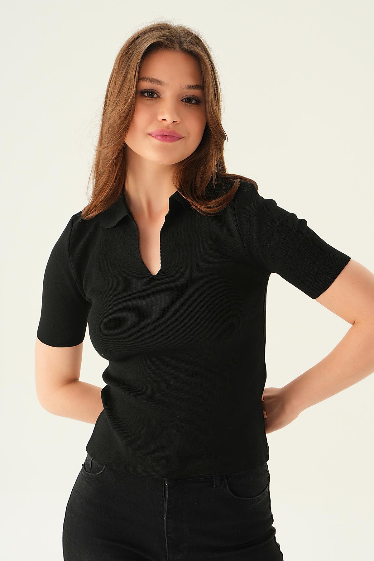 1905 Polo Yaka Tişört Siyah - 1