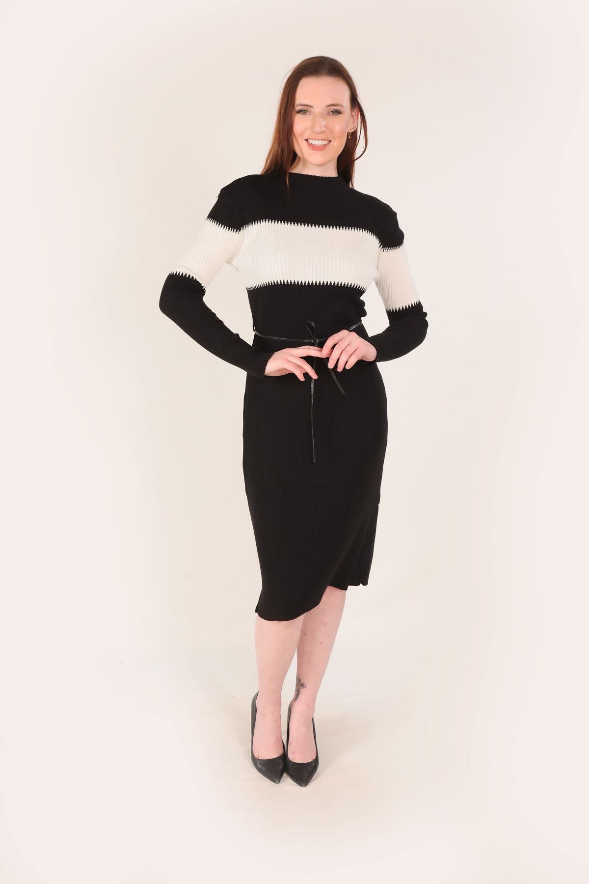 Siyah Fitilli Çift Renk Elbise 1930 - 2