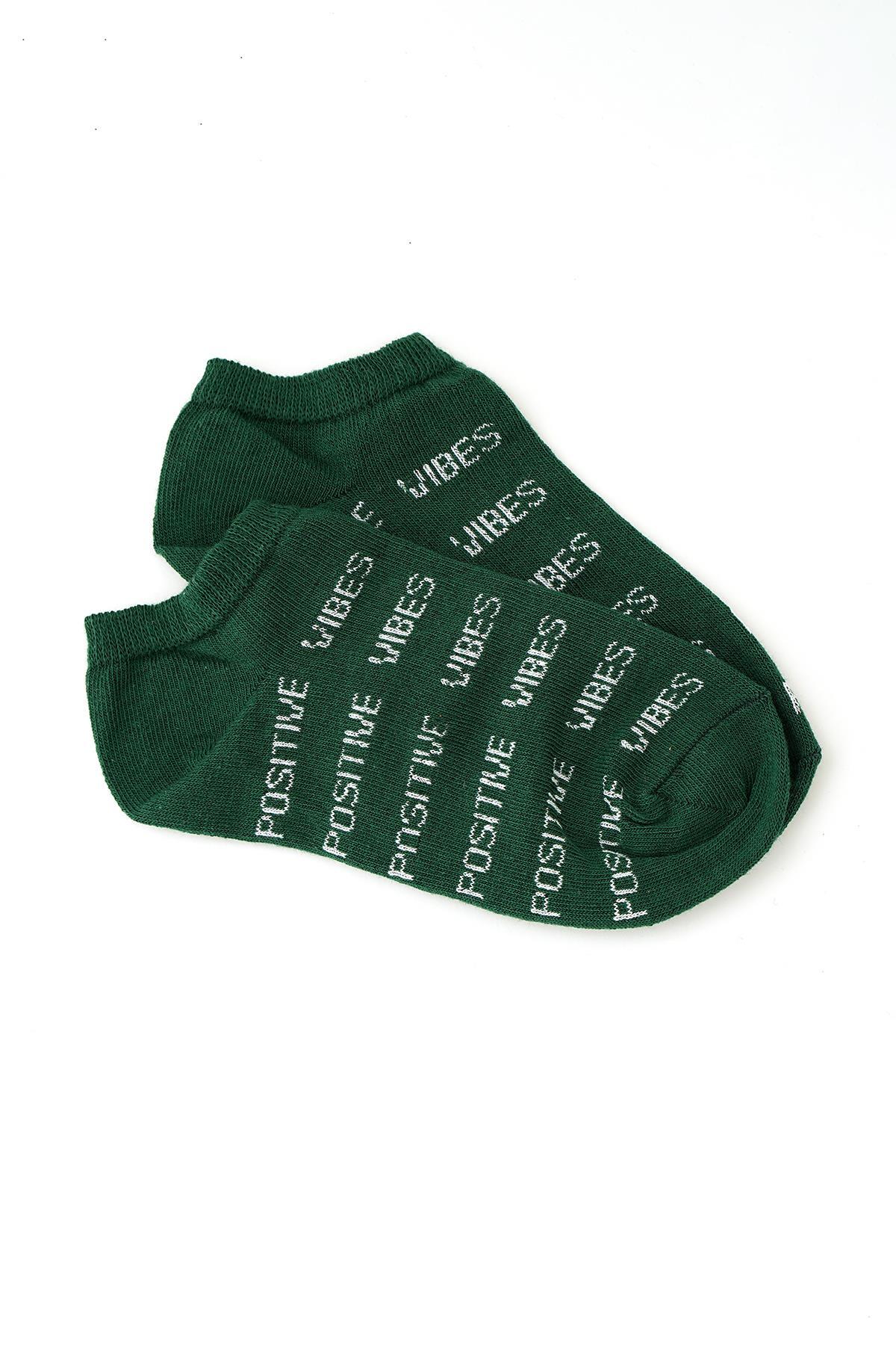 Renkli Yazılı 3'lü Patik Çorap 1934 - 2