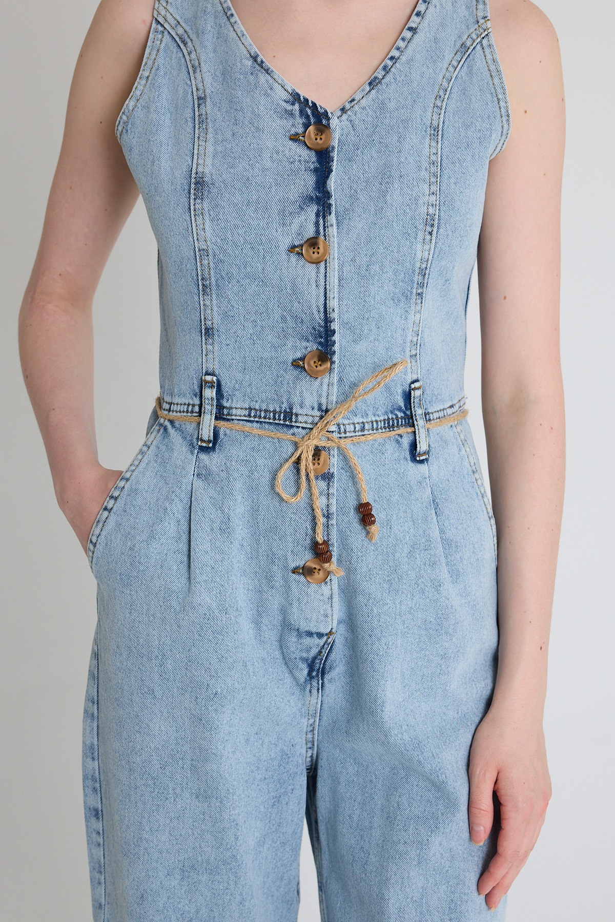 Buzkar Ön Bağlama Detaylı Düğmeli Tulum 1958 - 4