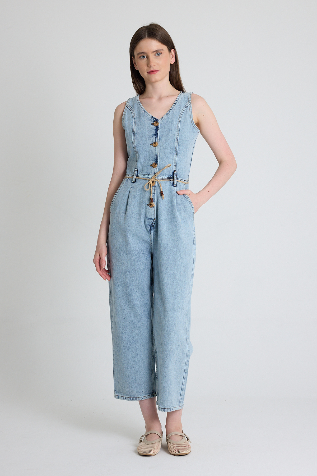 Buzkar Ön Bağlama Detaylı Düğmeli Tulum 1958 - 1