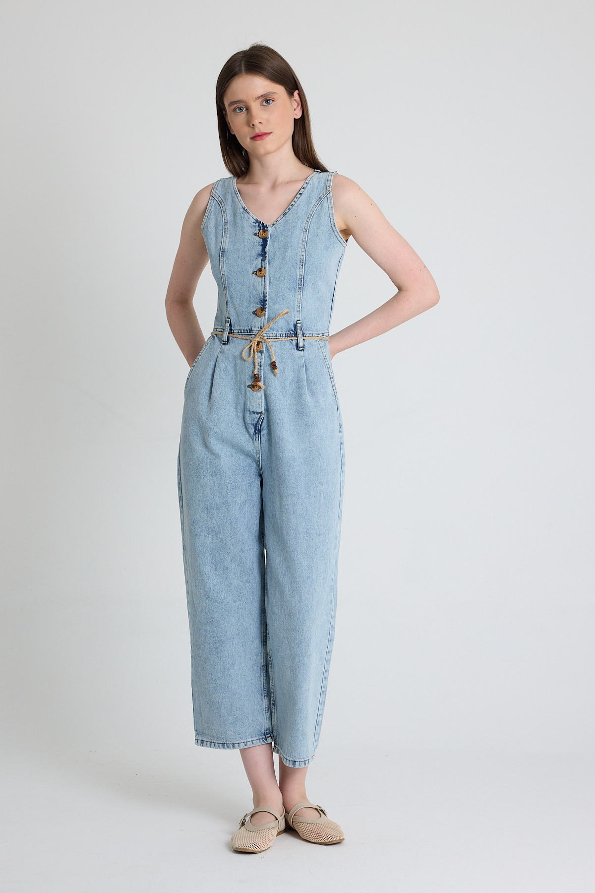 Buzkar Ön Bağlama Detaylı Düğmeli Tulum 1958 - 6