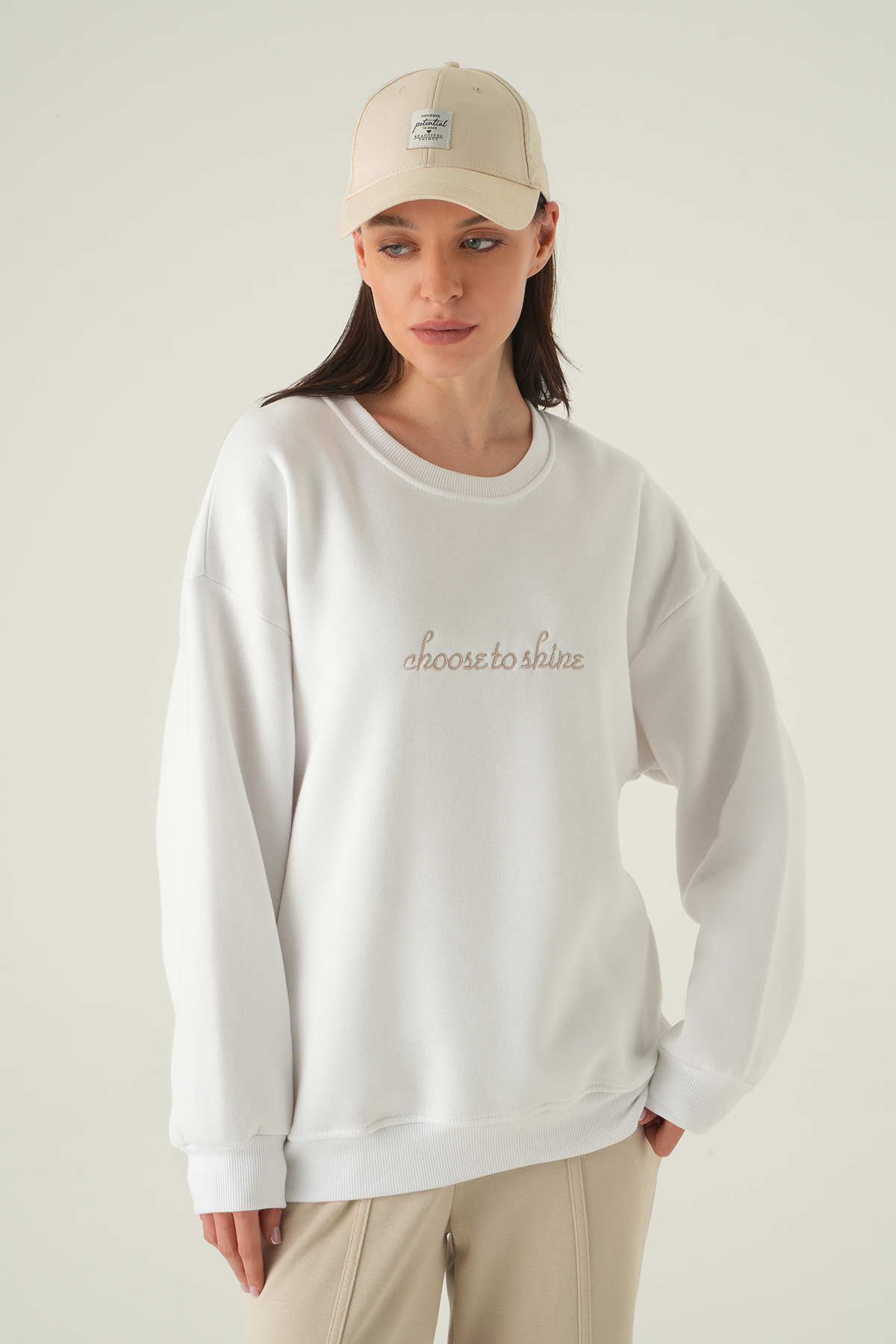 1984 Bisiklet Yaka Sweat Ekru 