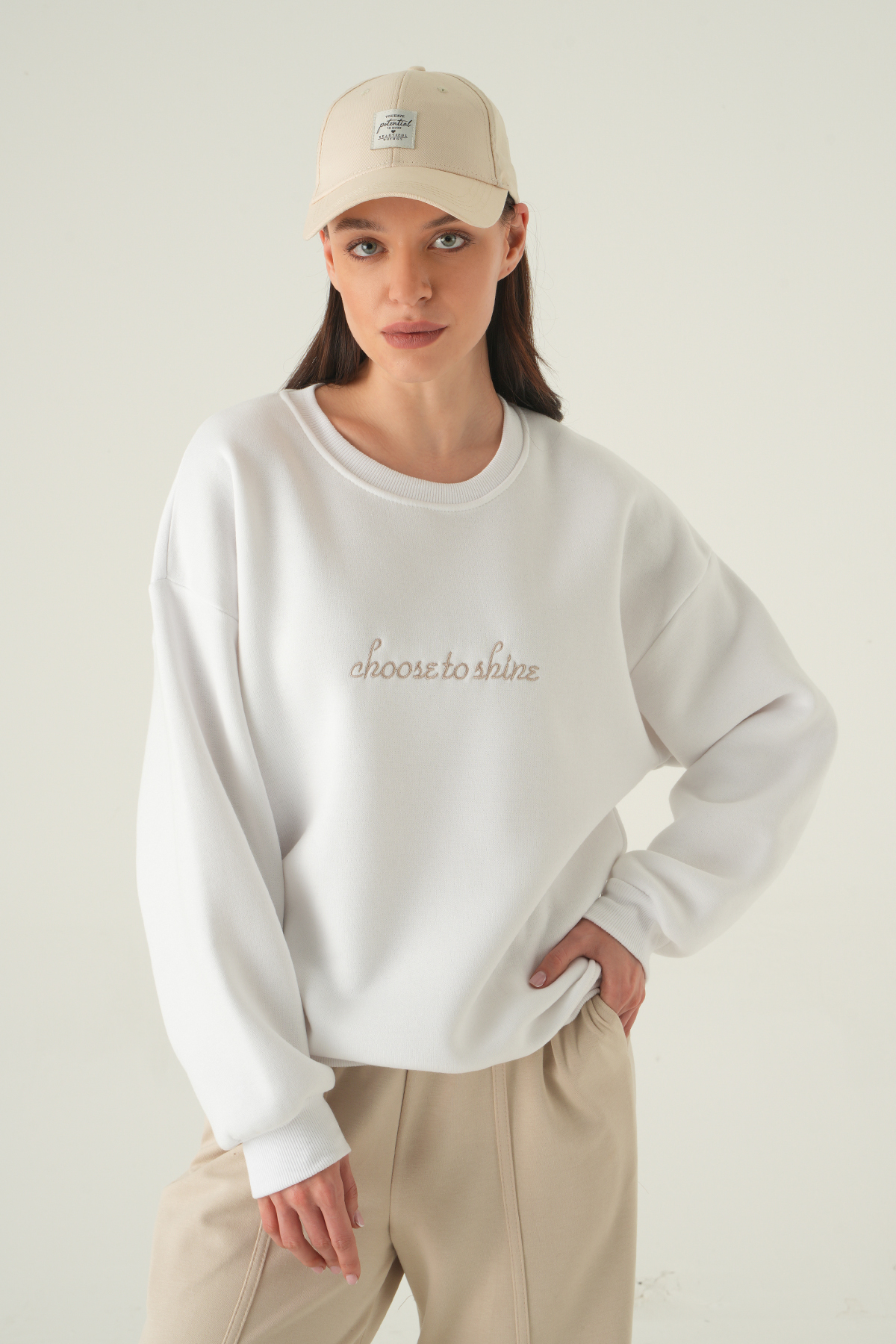 1984 Bisiklet Yaka Sweat Ekru - 2