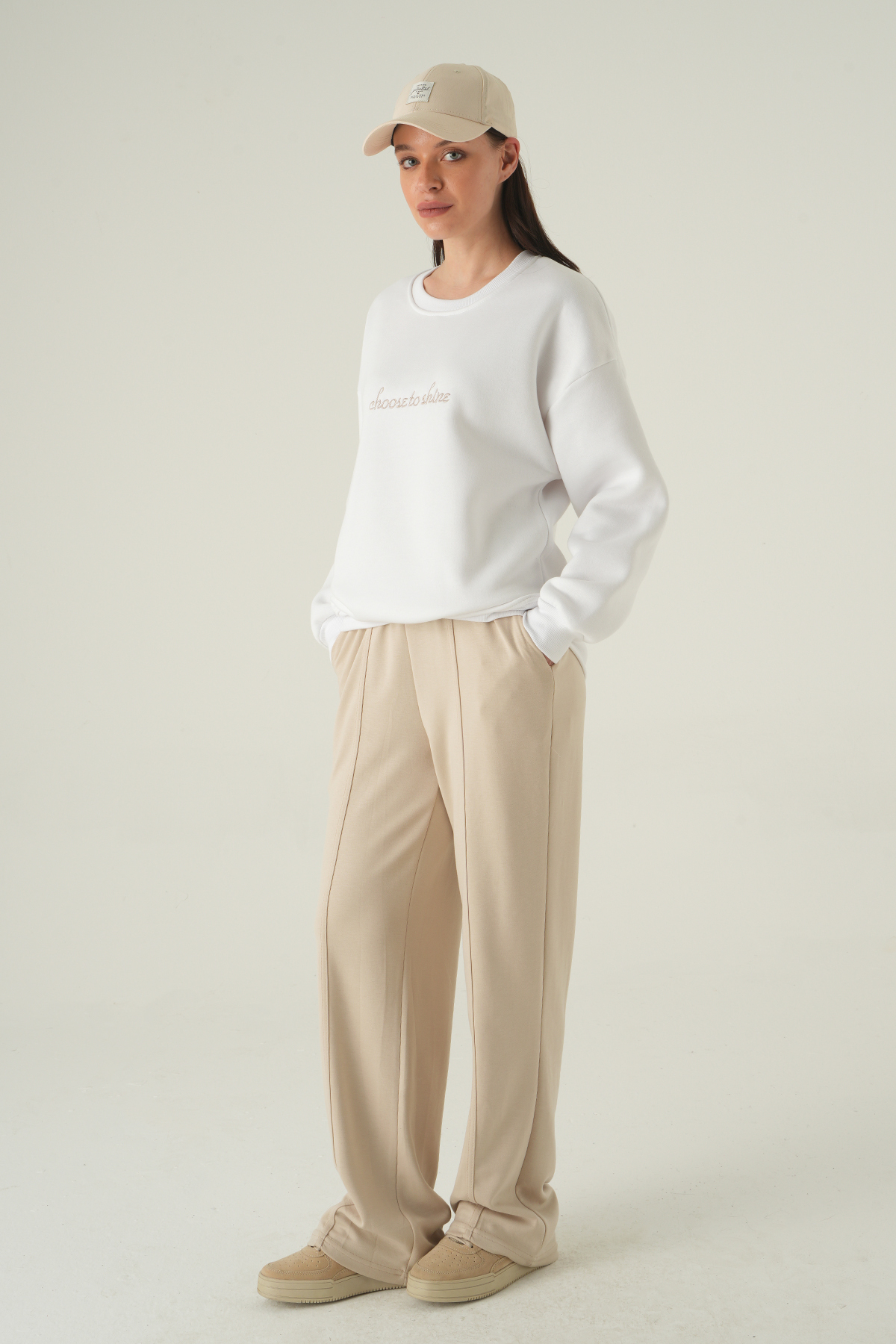 1984 Bisiklet Yaka Sweat Ekru - 3