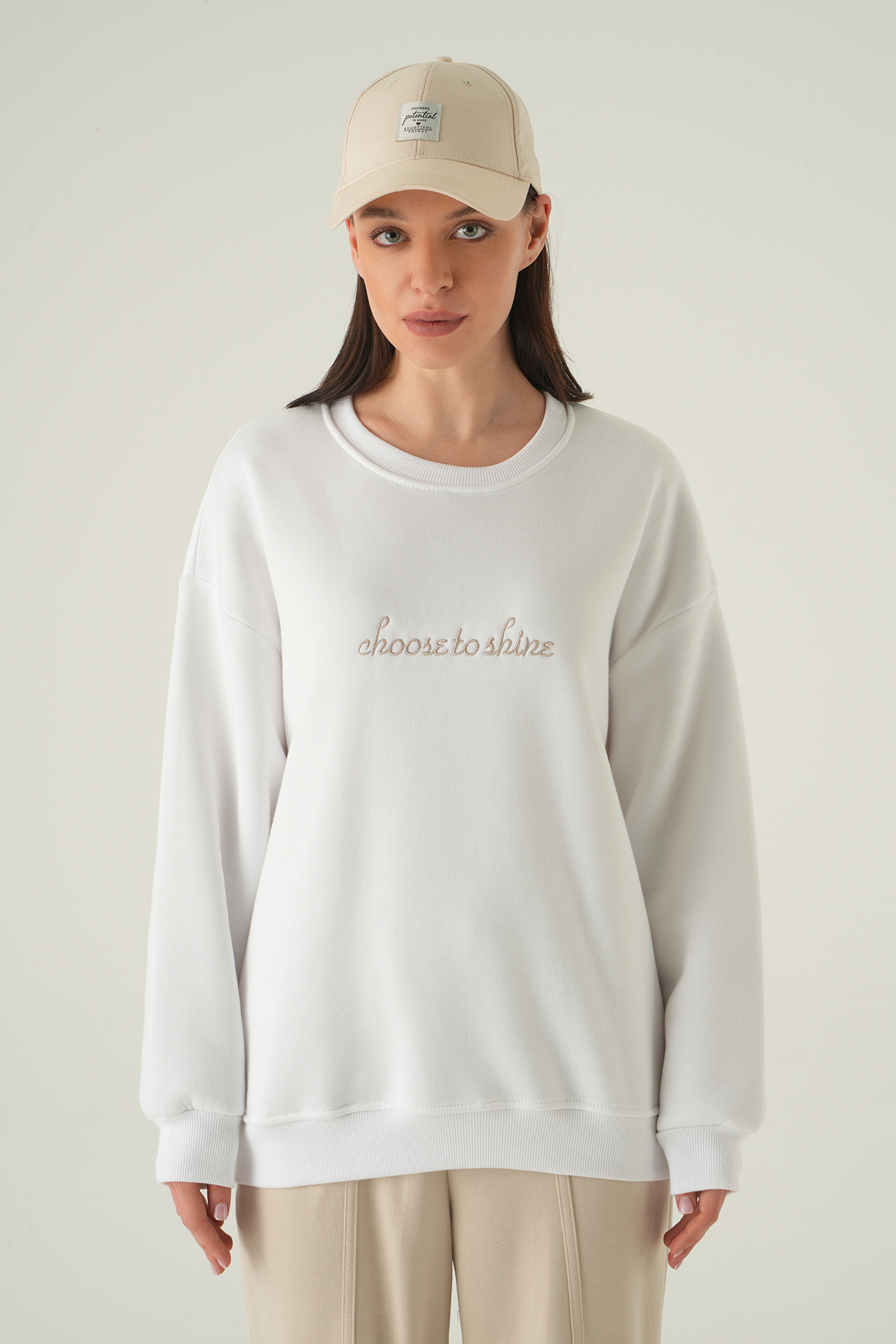 1984 Bisiklet Yaka Sweat Ekru - 6