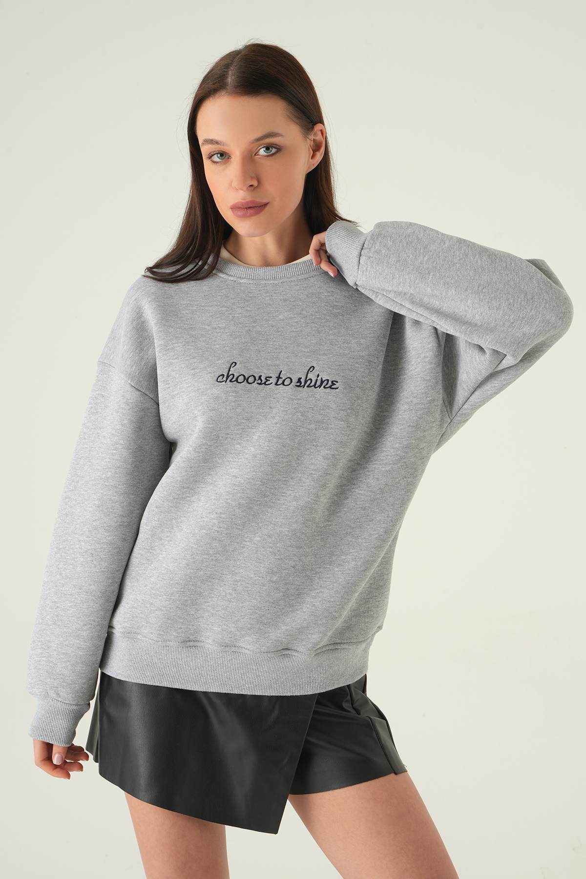 1984 Bisiklet Yaka Sweat Gri - 2