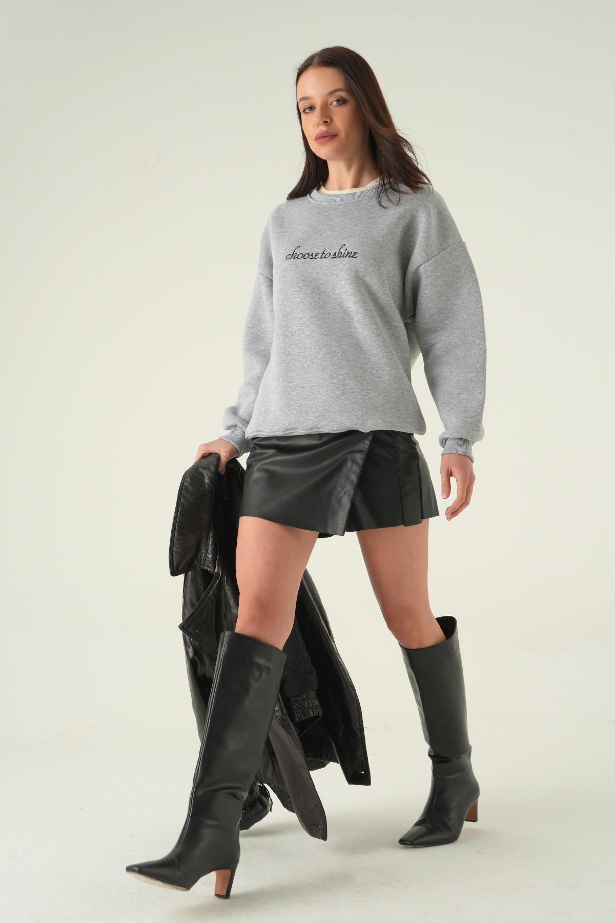 1984 Bisiklet Yaka Sweat Gri - 3