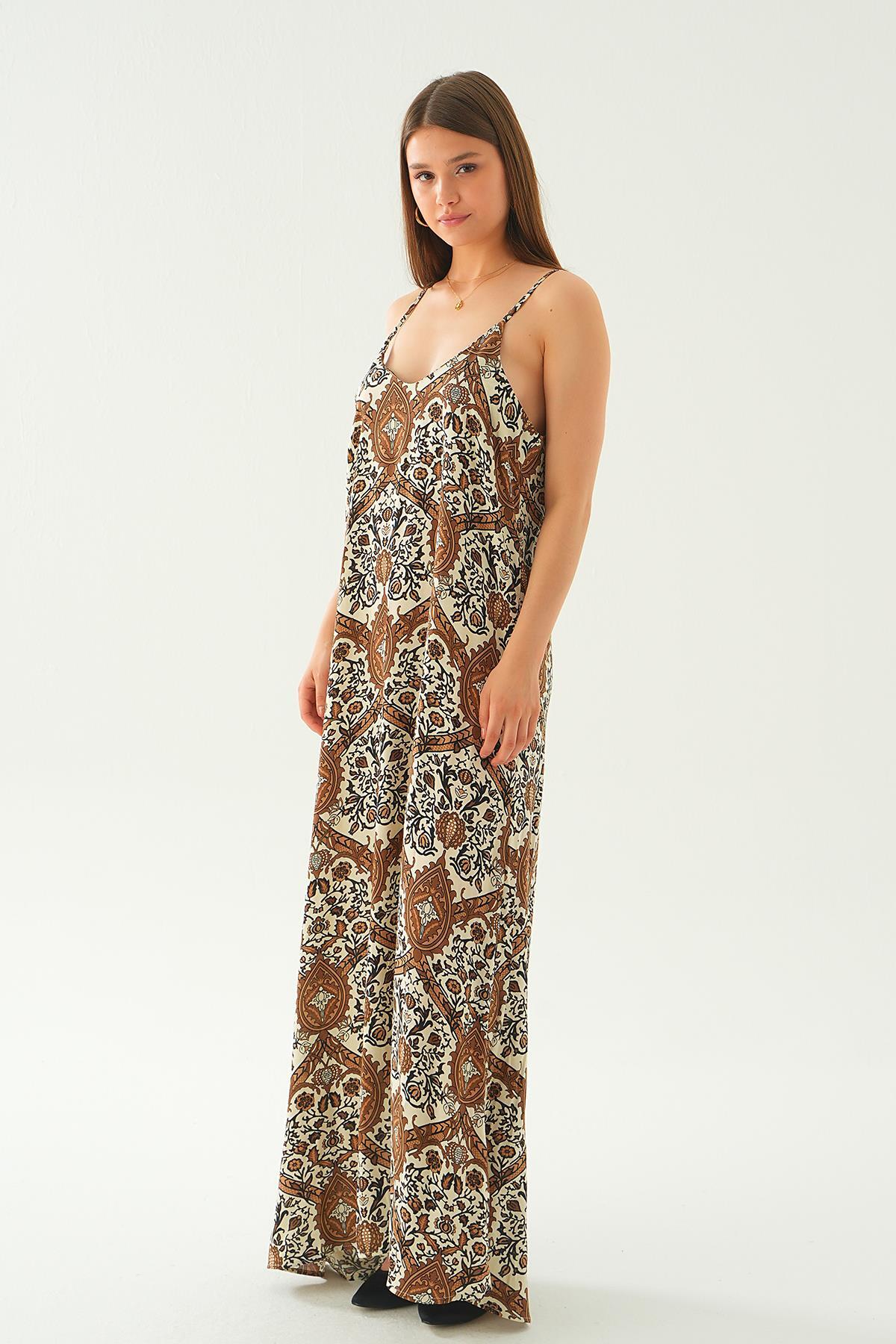 Kahve Ön Arka V Yaka Elbise 200 - 5