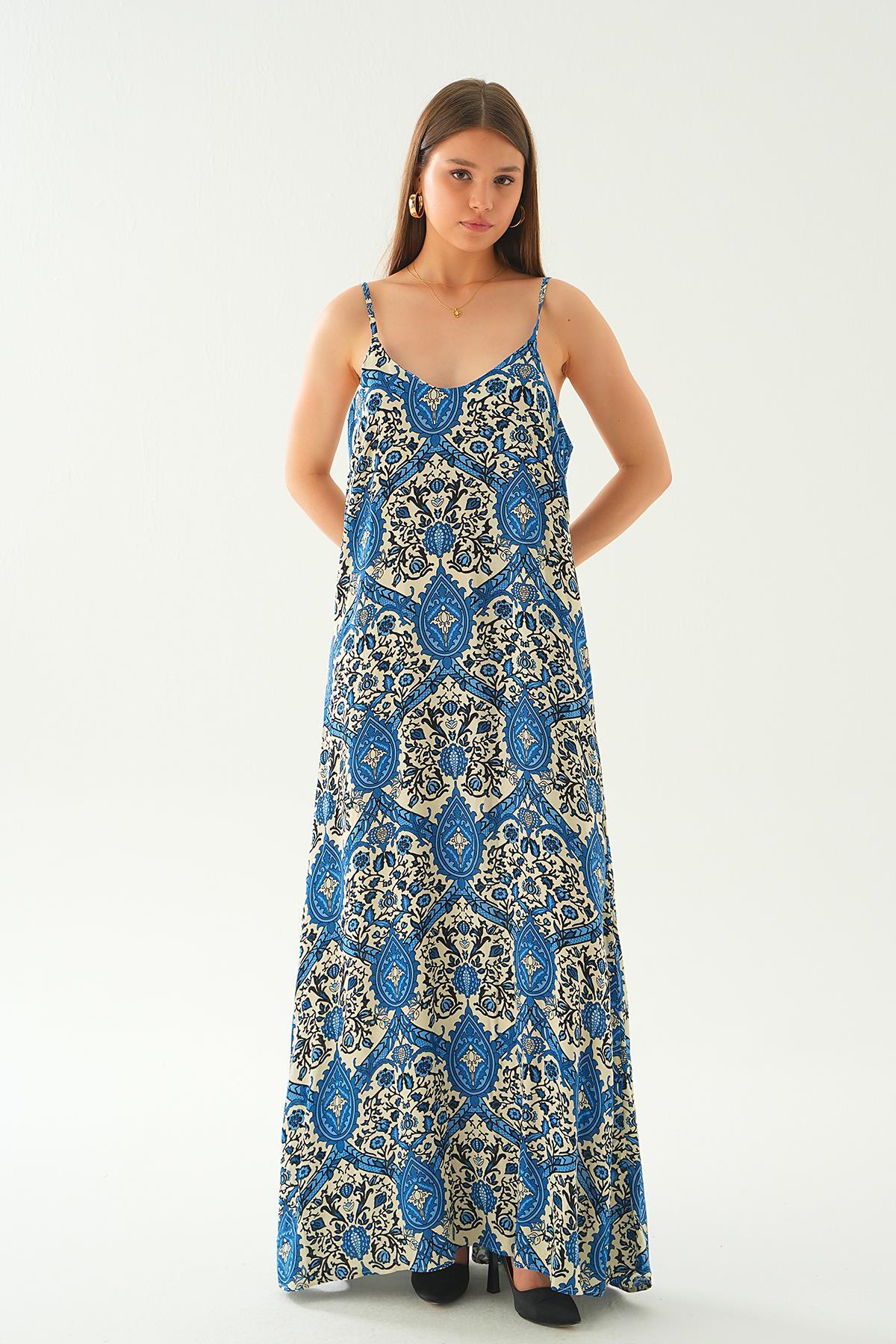 Mavi Ön Arka V Yaka Elbise 200 - 2