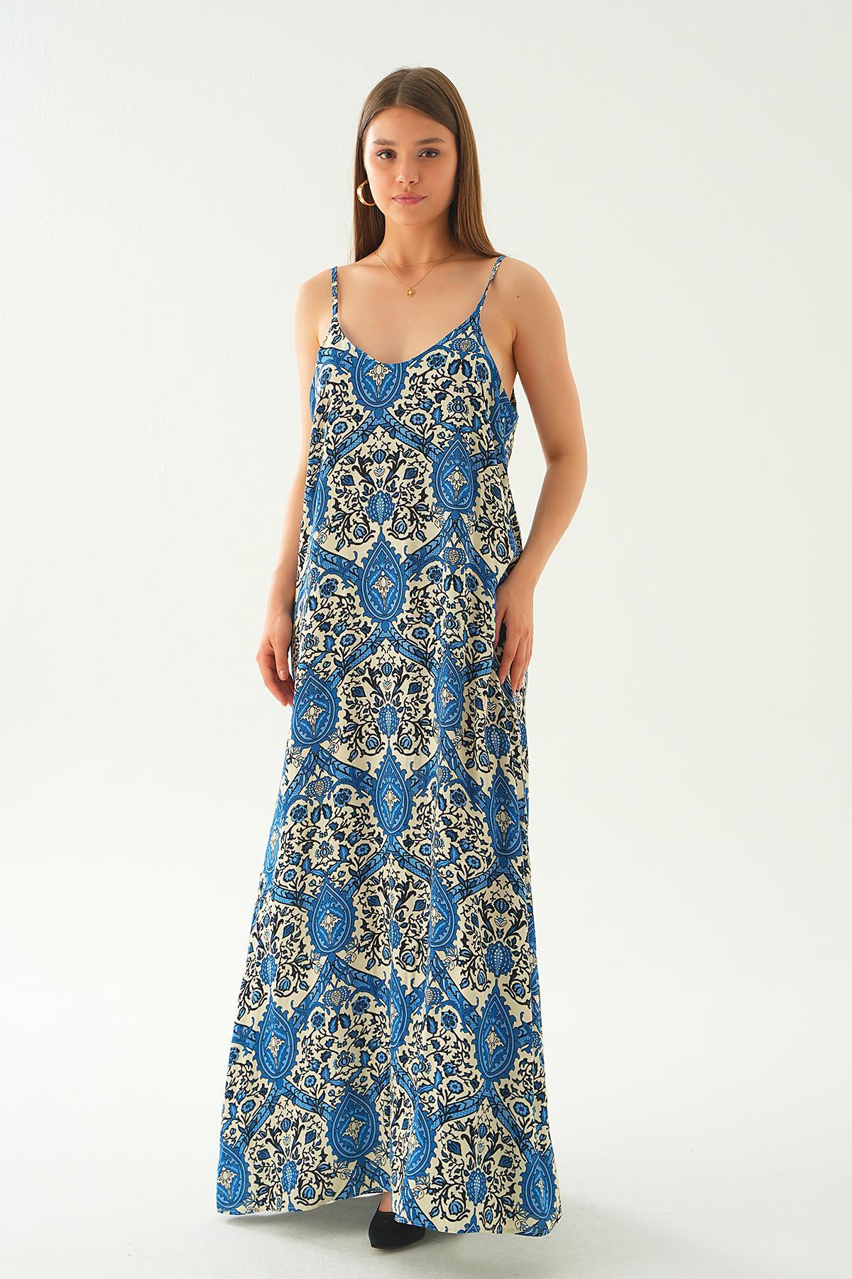 Mavi Ön Arka V Yaka Elbise 200 - 3