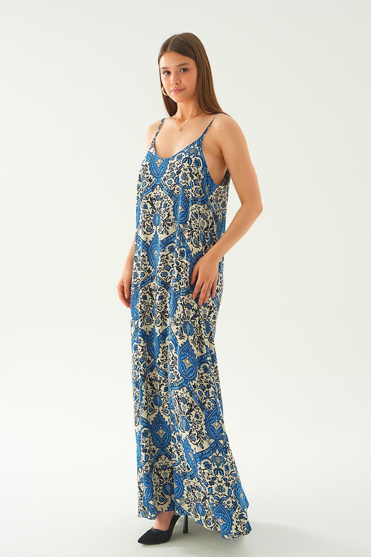 Mavi Ön Arka V Yaka Elbise 200 - 4