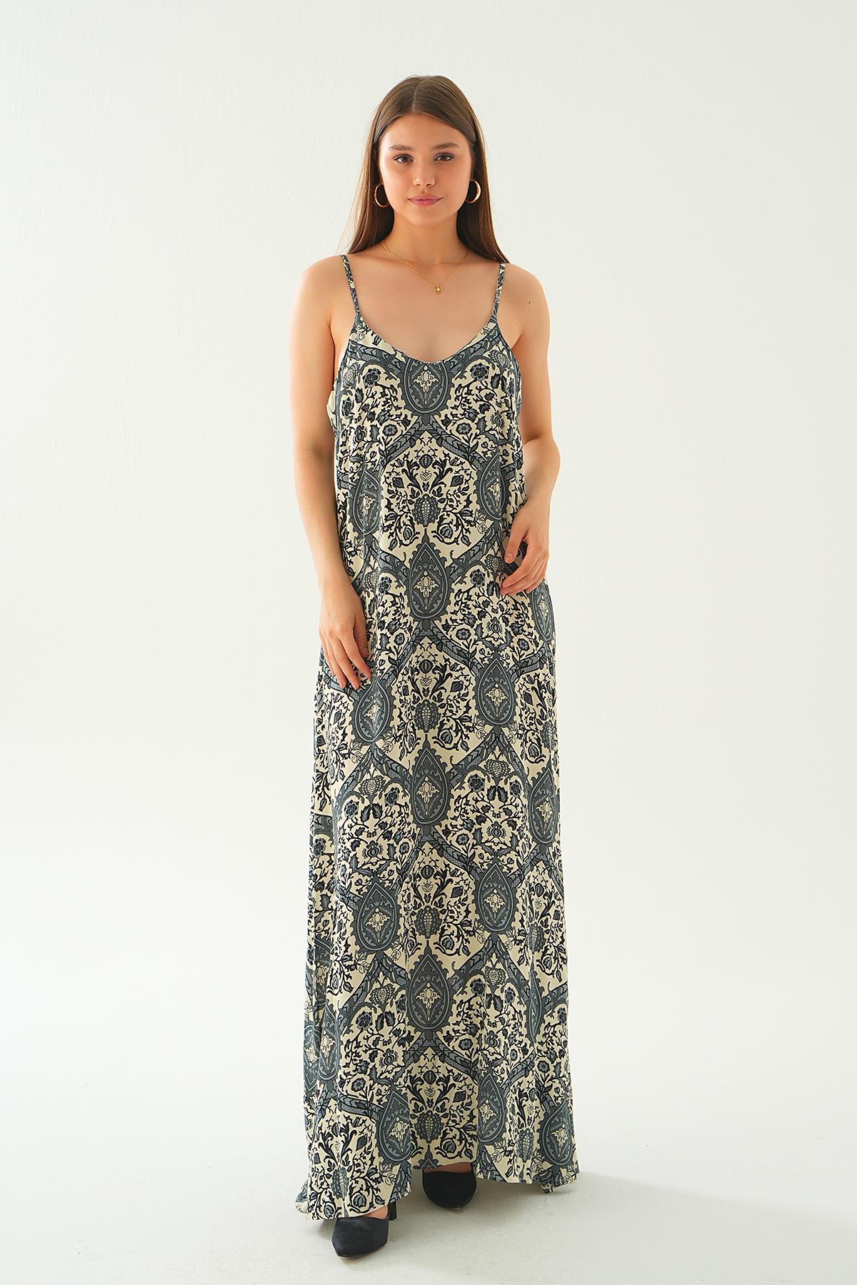 200 Ön arka V yaka elbise Siyah 