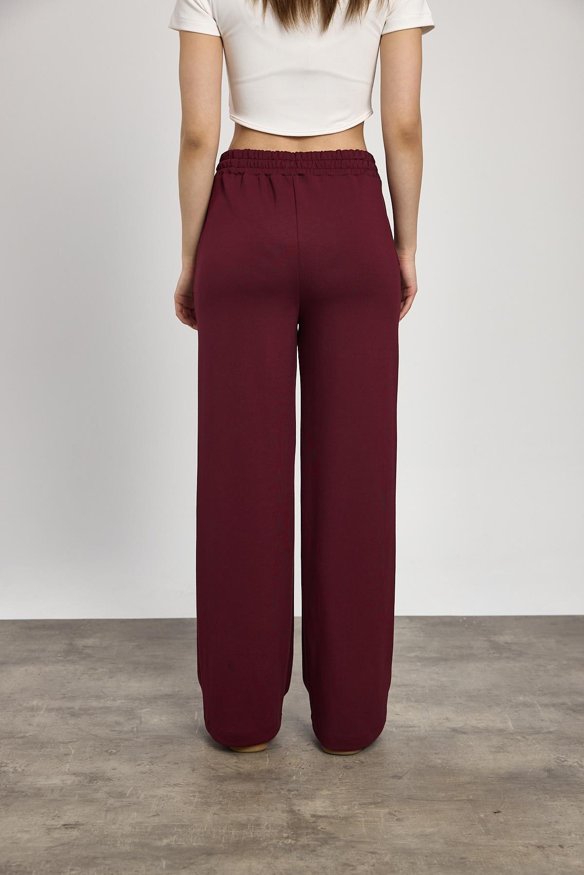 Bordo Bel Lastik Geniş Paça Oysho Eşofman 2001 - 5